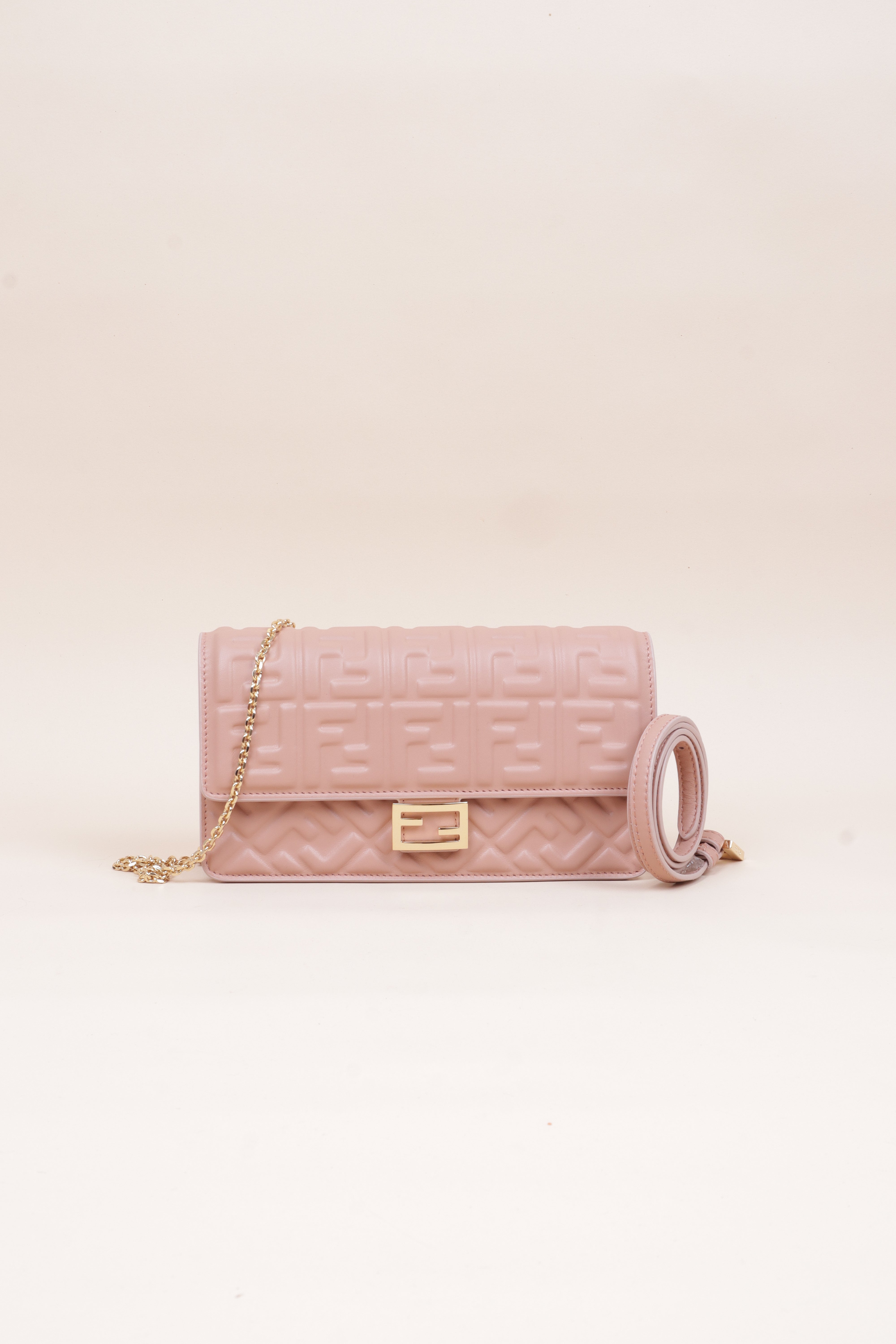 Fendi Pink Baguette Wallet on Chain