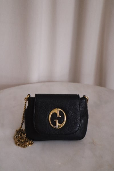 Gucci Black Pebbled Small 1973 Chain Bag