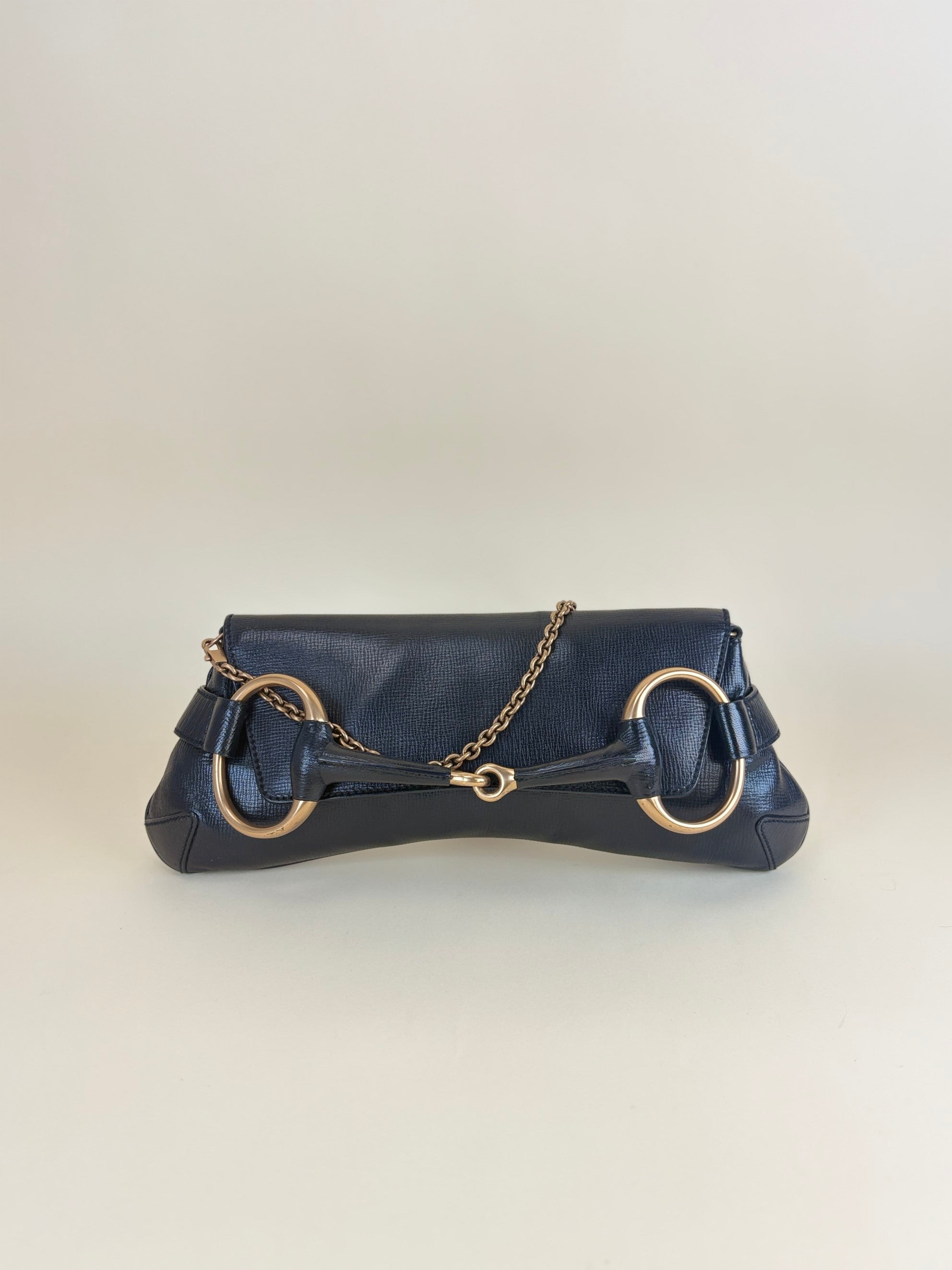 Gucci horse bit vintage black clutch bag