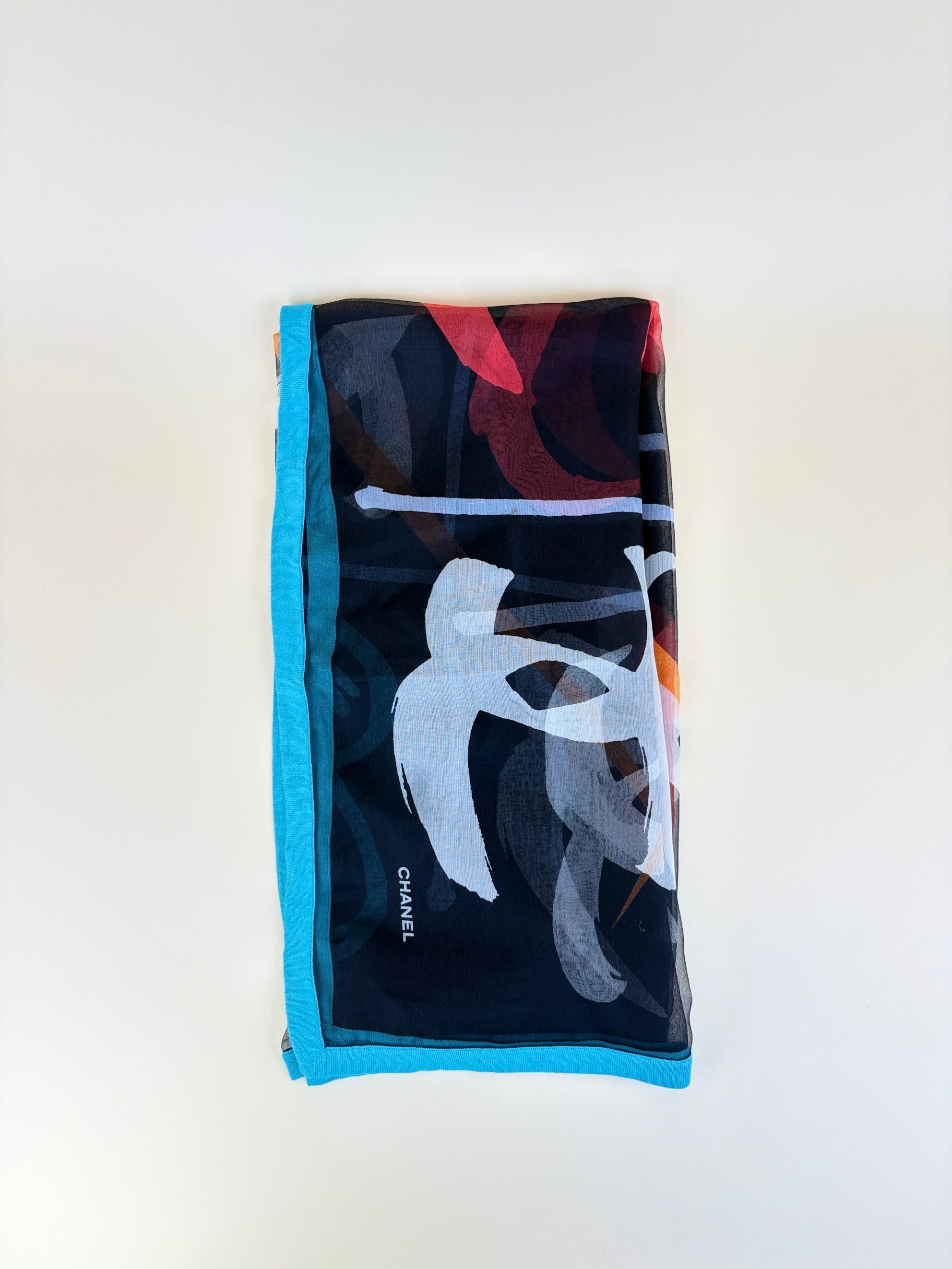 Chanel Multicolor Game Silk Chiffon Scarf