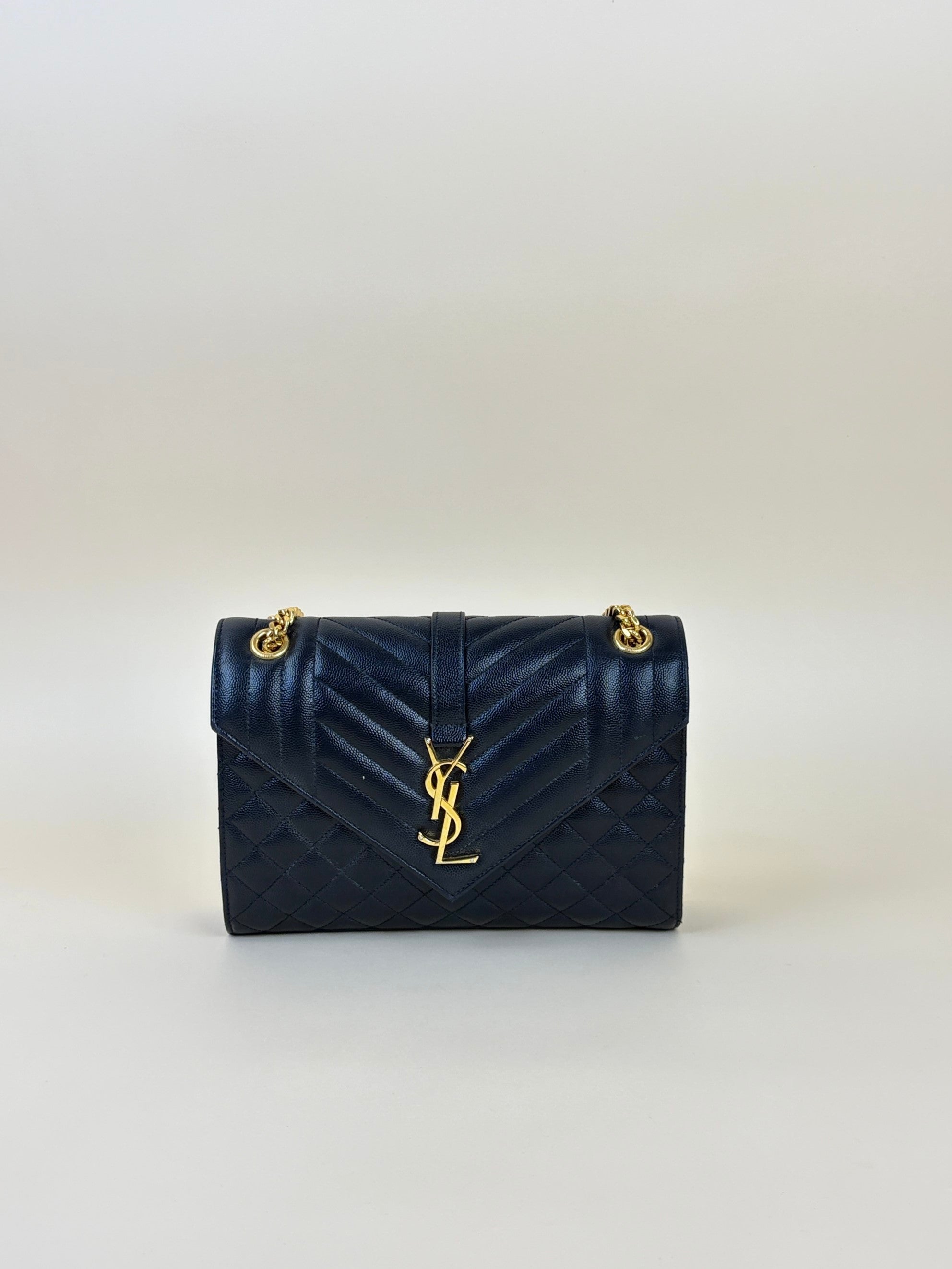 YSL Black Envelope Medium Shoulder Bag