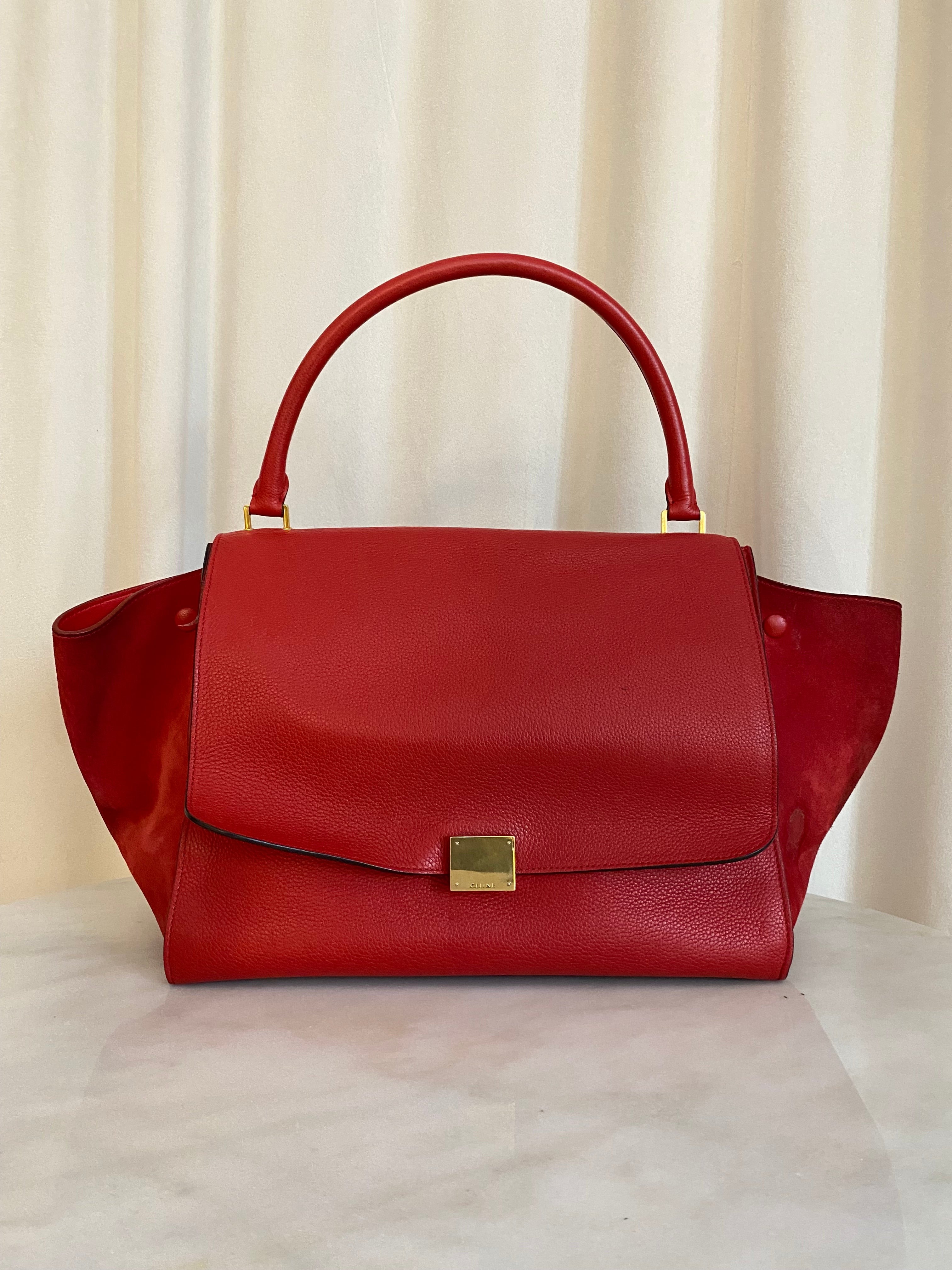 Celine Red Trapeze Top Handle Bag