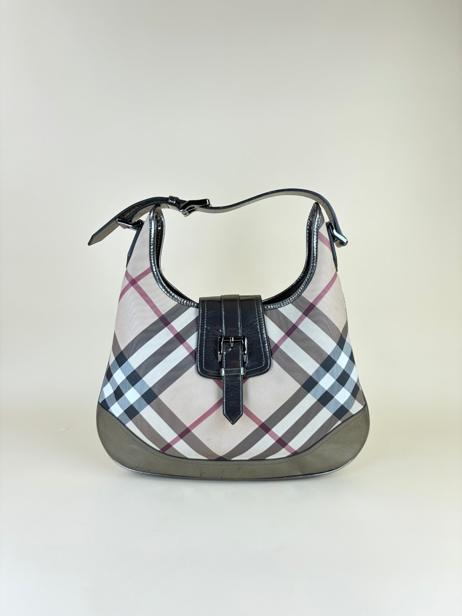 Burberry Nova Check Metallic Hobo Brook Bag