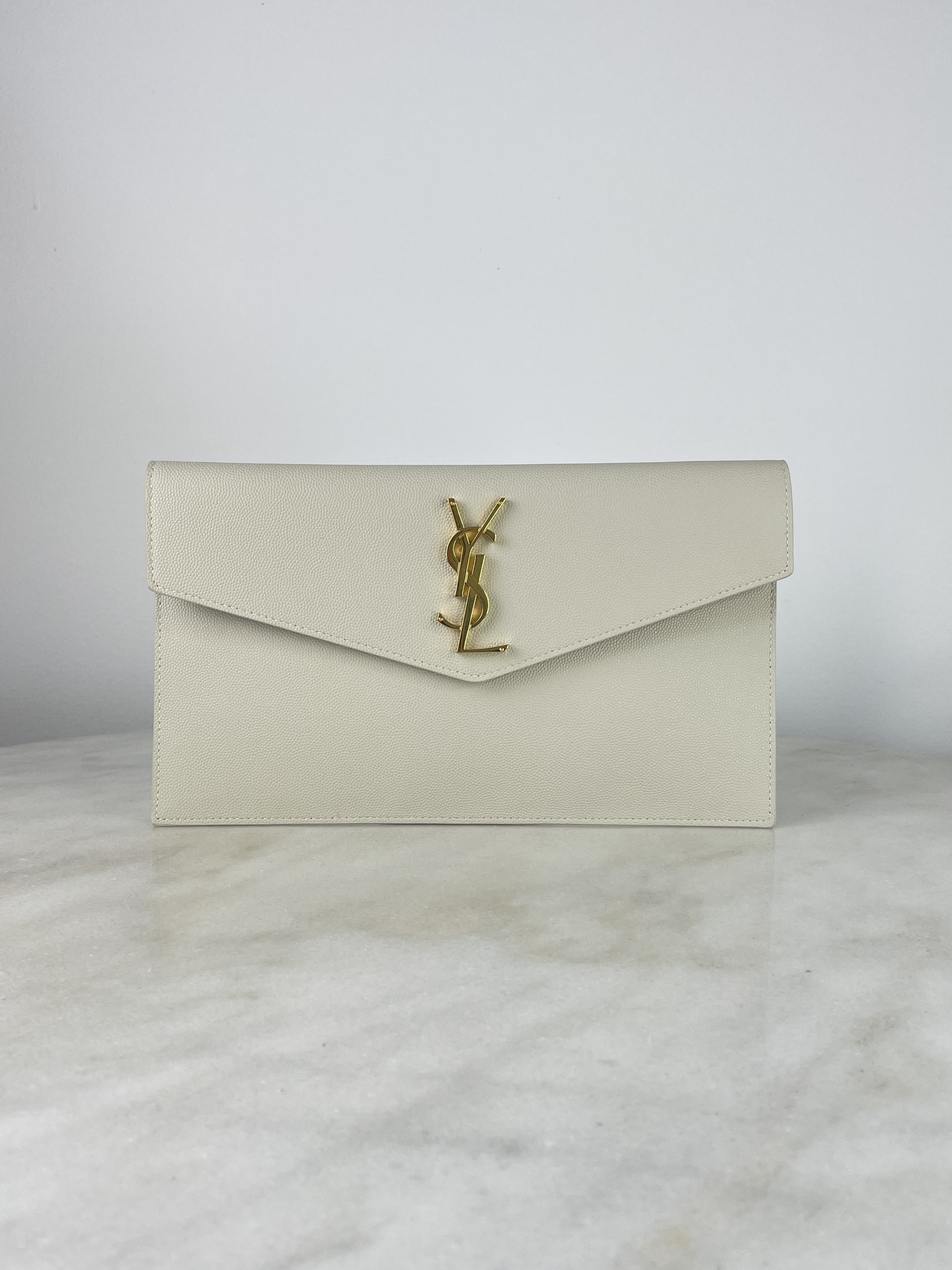 YSL Off White Uptown Pouch
