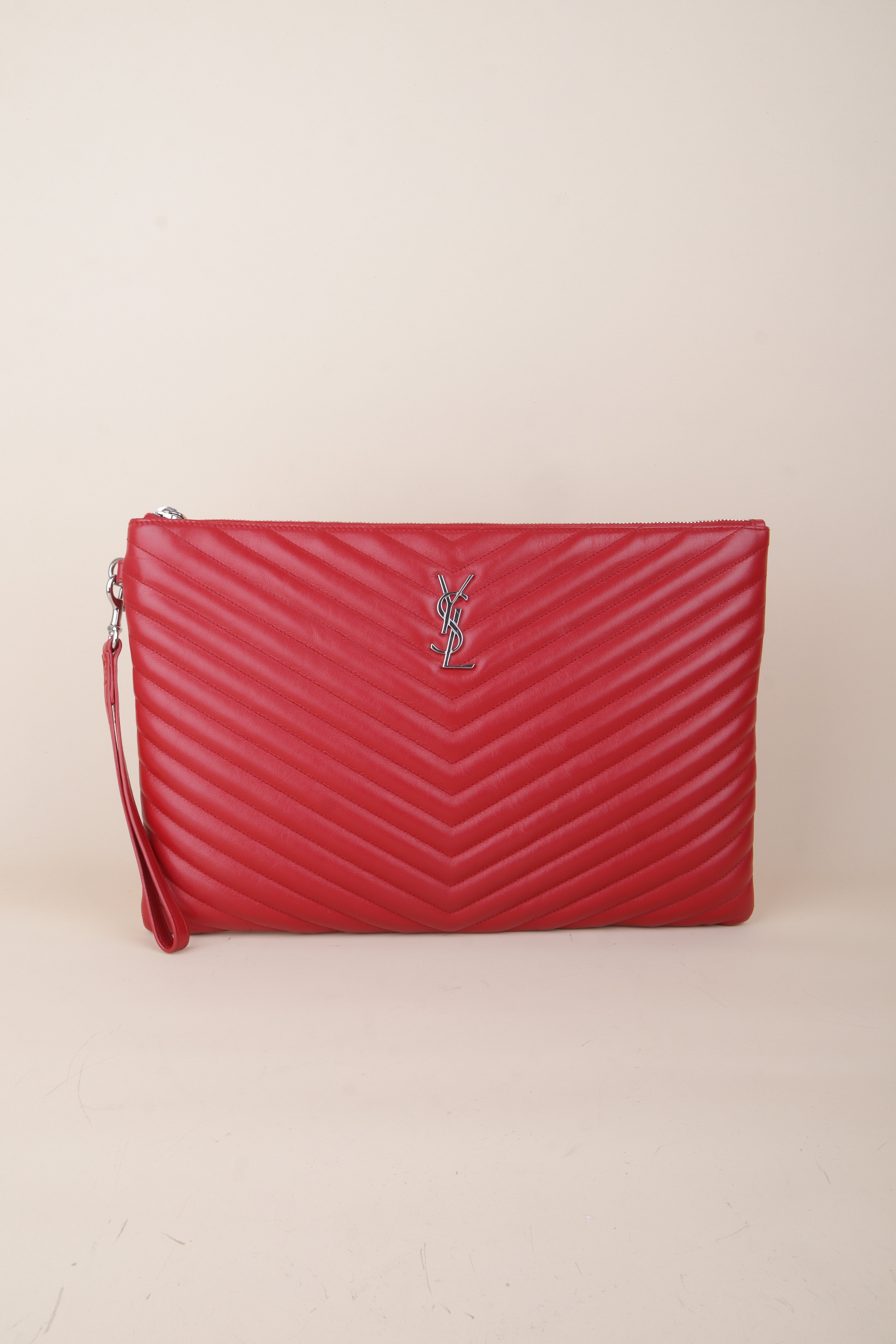 YSL red Cassandre matelassé document holder