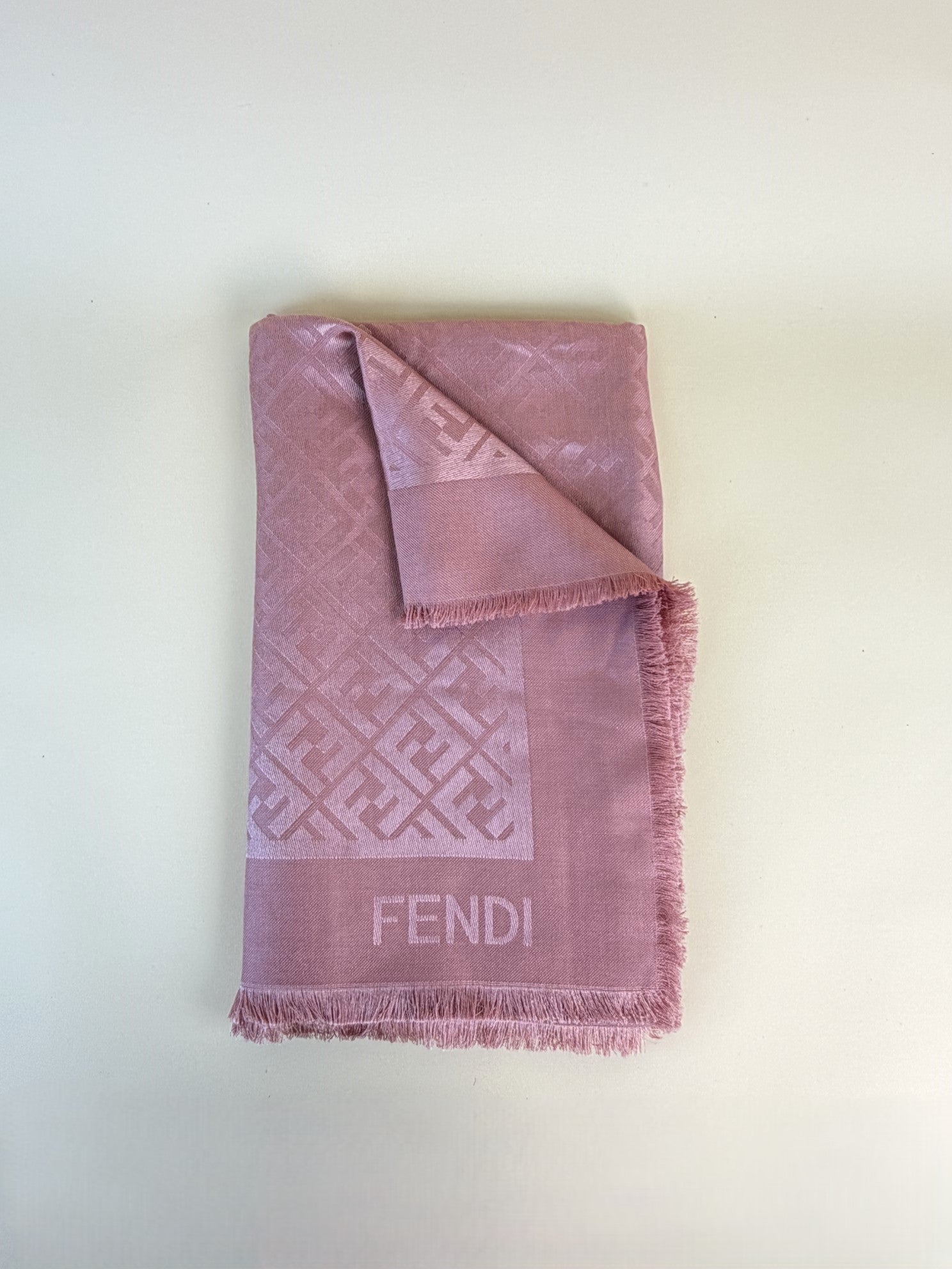 Fendi Pink FF Silk and Wool Shawl