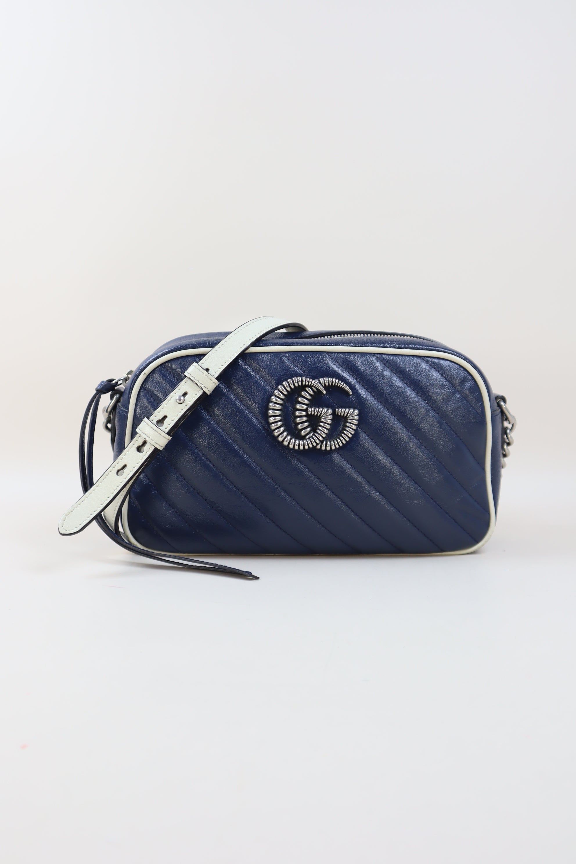 Gucci Bicolor GG Diagonal Quilted Small Camera Crossbody Bag