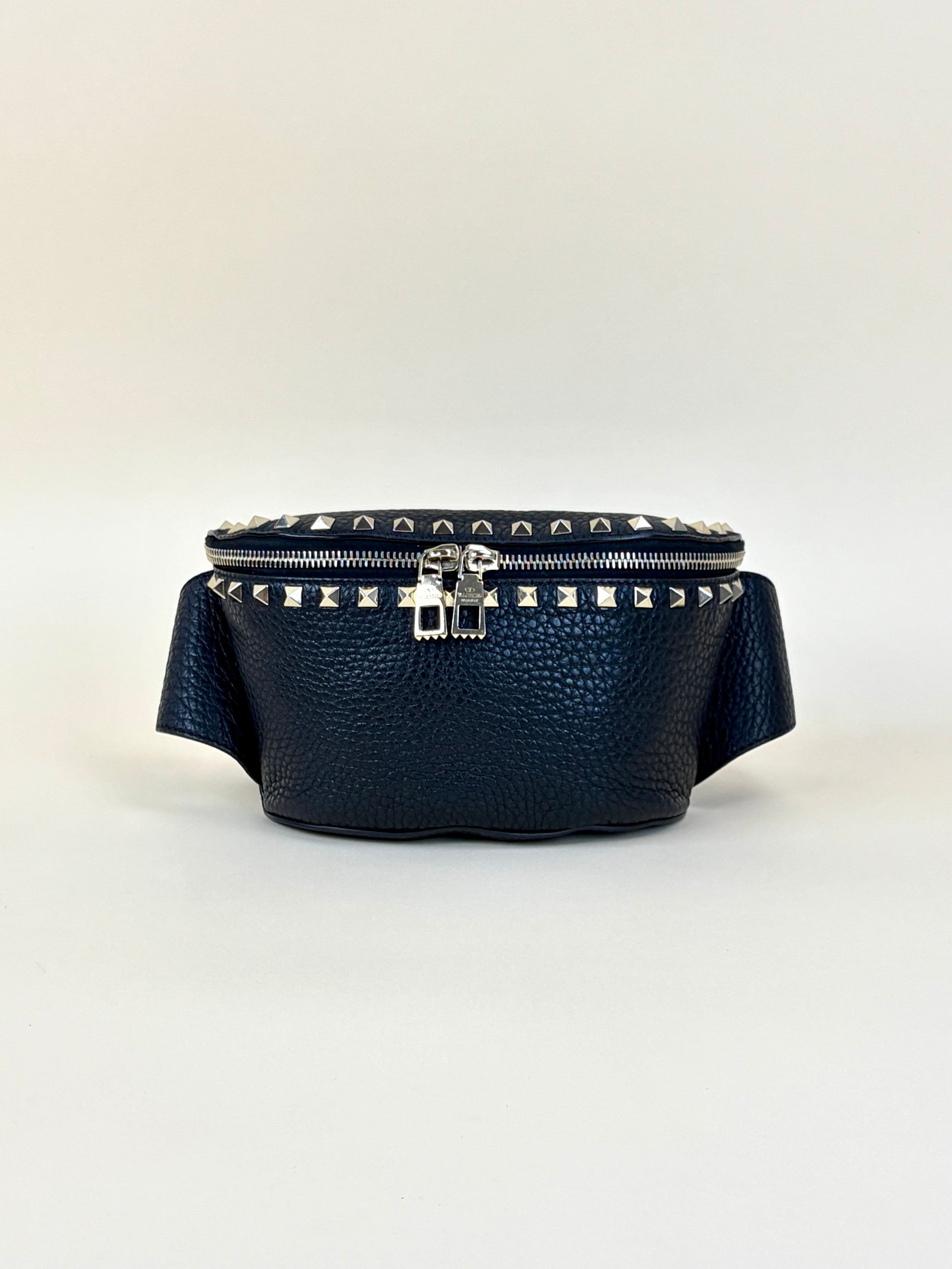 Valentino gravani black grainy calfskin Rockstud Belt Bag
