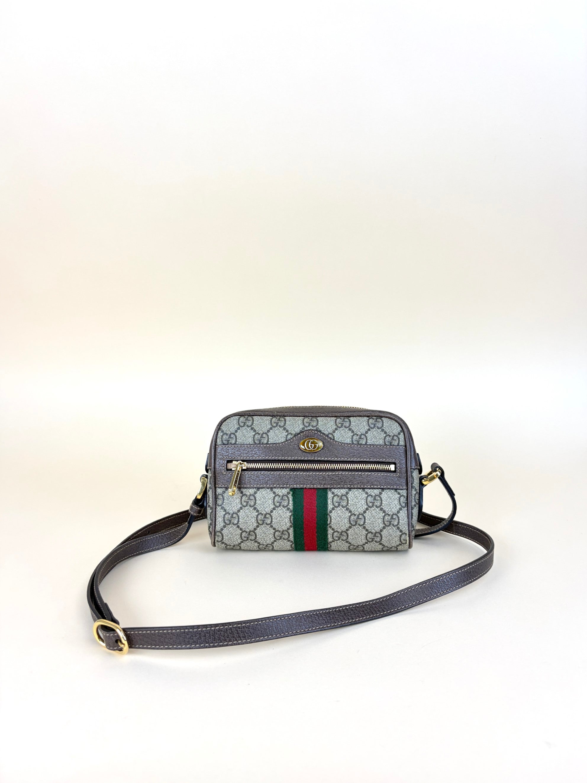 Gucci Brown GG Supreme Mini Ophidia Shoulder Bag
