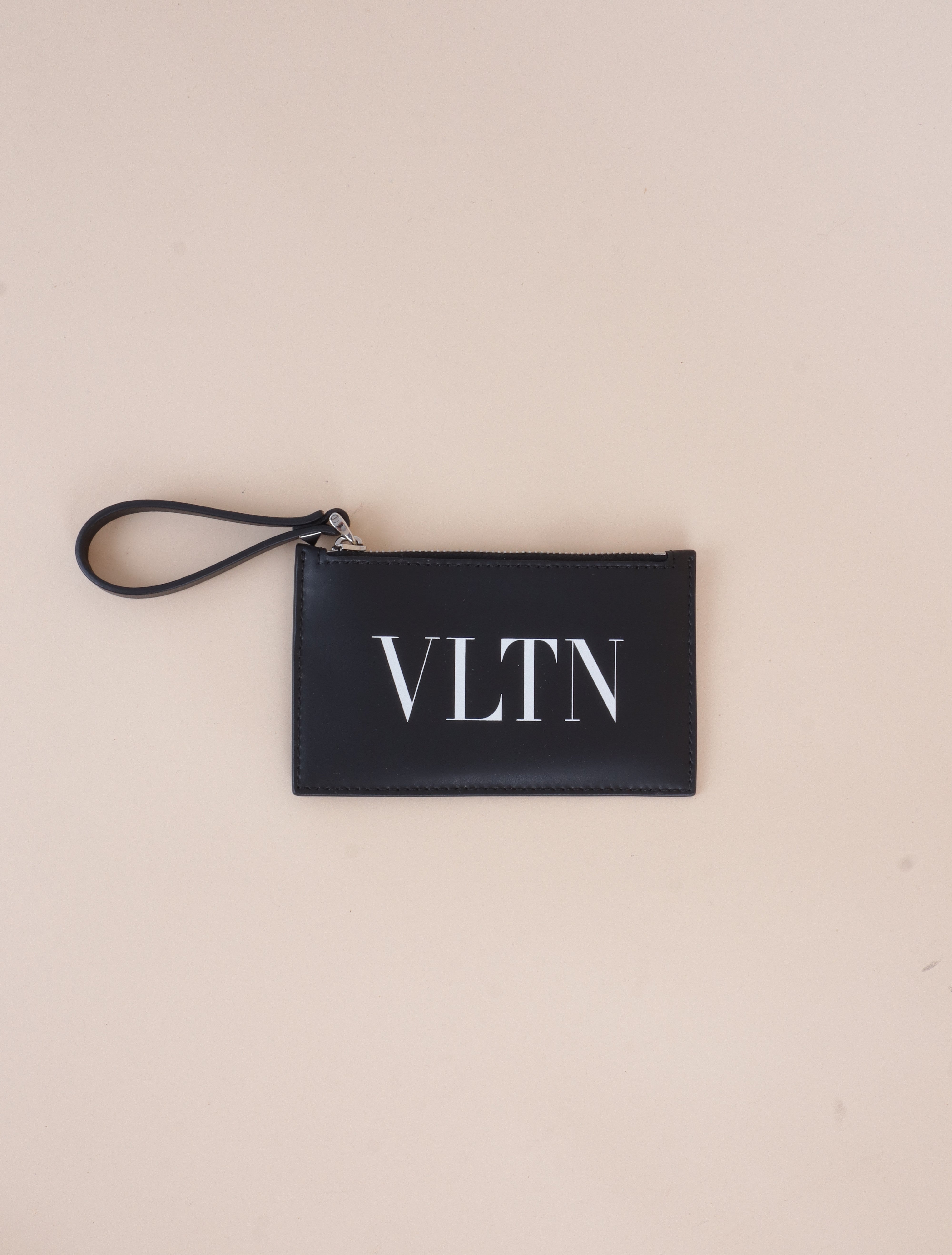 Valentino Black VLTN Zip Card Holder
