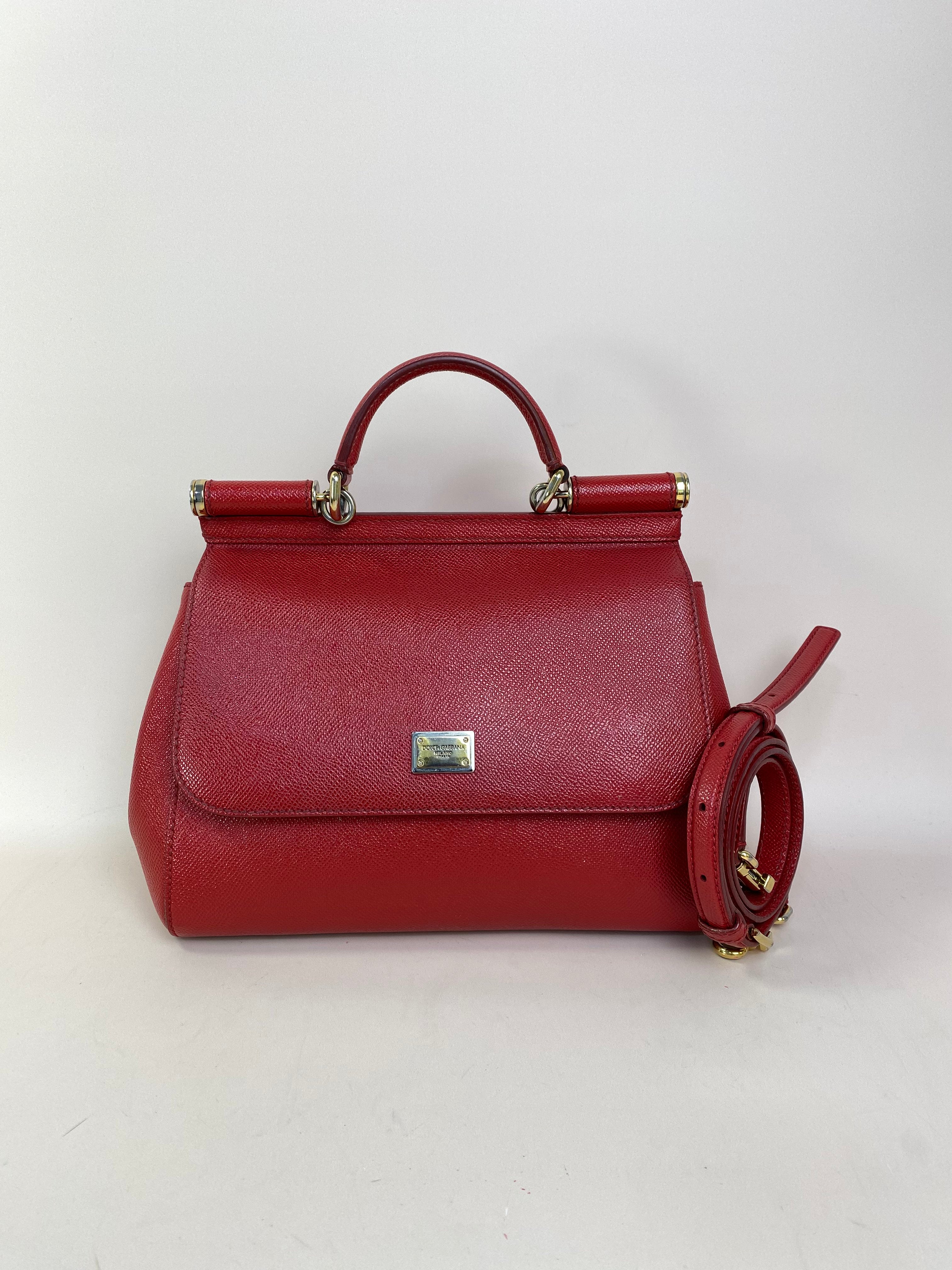Dolce & Gabbana Red Medium Sicily Tote Bag