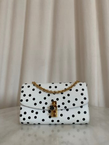 Dolce & Gabbana Bicolor Dauphine Polka Dot Print Shoulder Bag