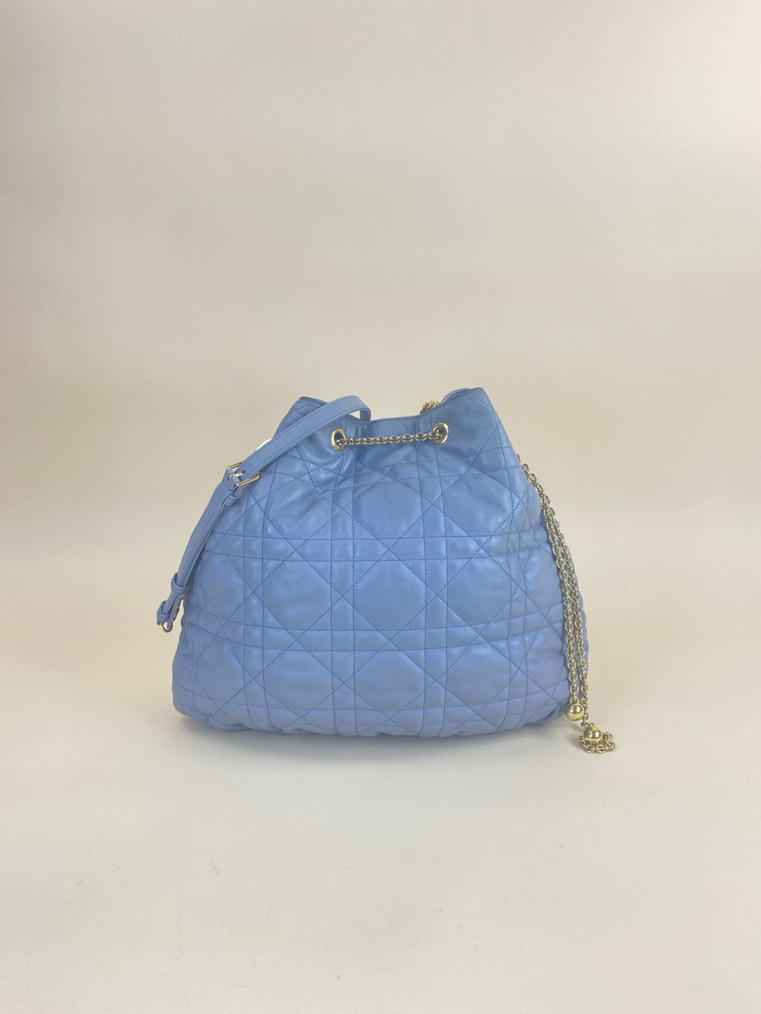 Christian Dior grey cannage Ammi medium bucket bag