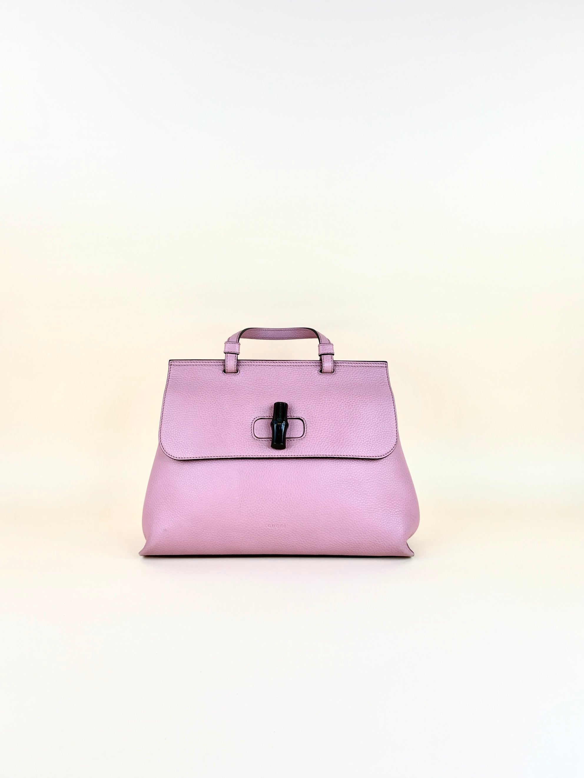 Gucci pink bamboo daily tote bag