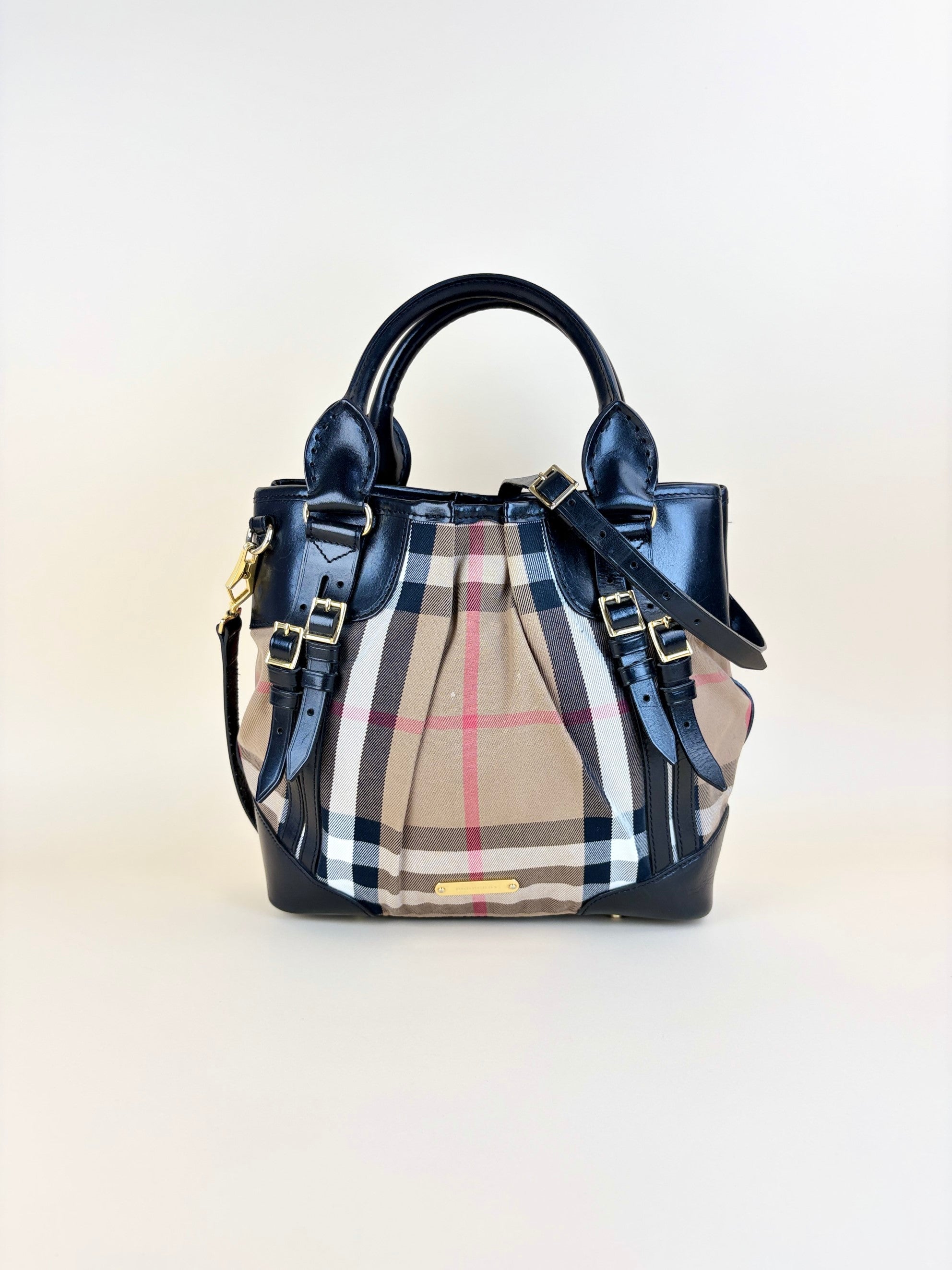 Burberry Black House Check Bridle Tote Bag