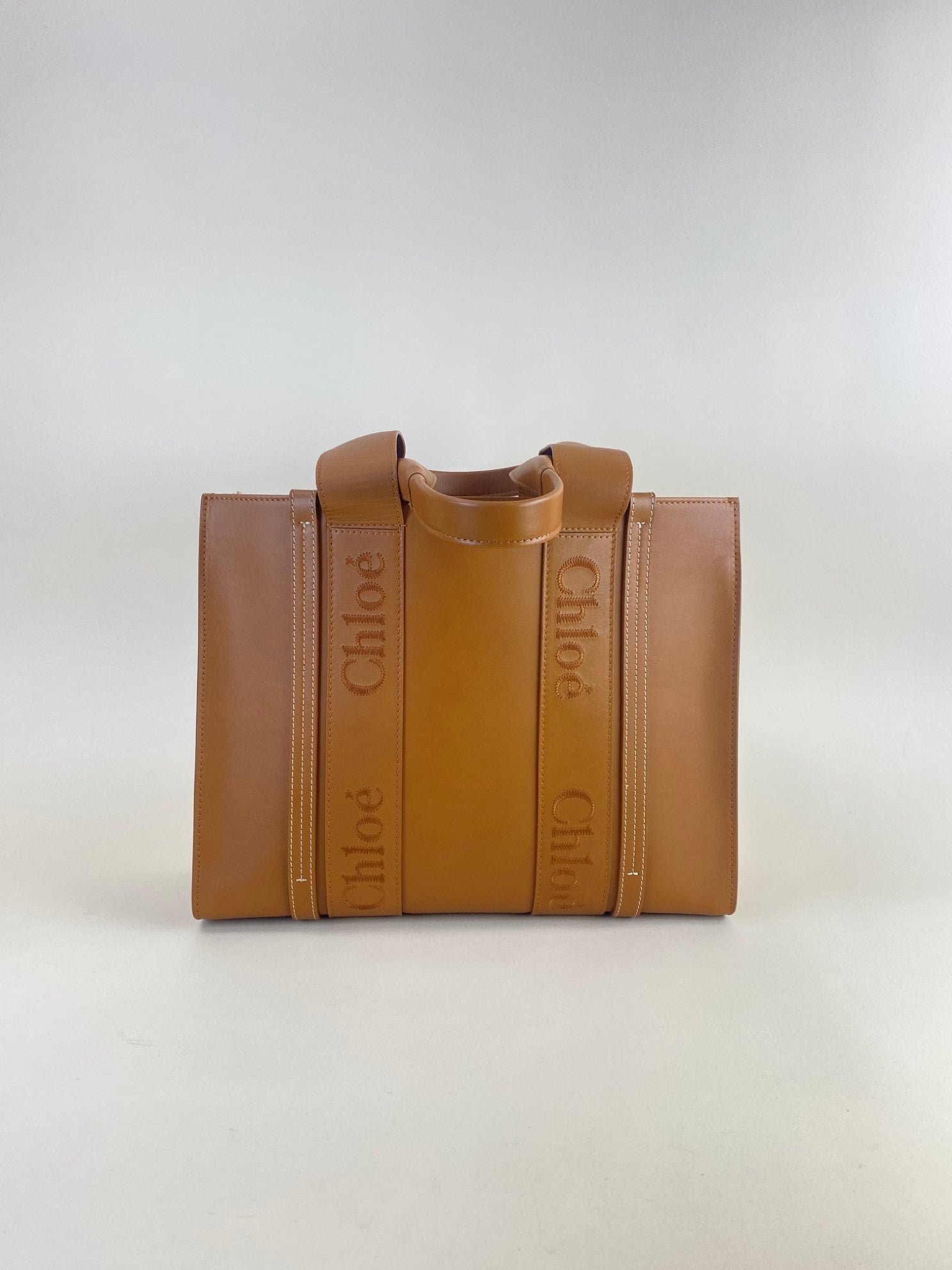 Chloe calfskin Caramel Woody medium tote bag