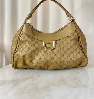 Gucci Gold GG D Ring Hobo Bag