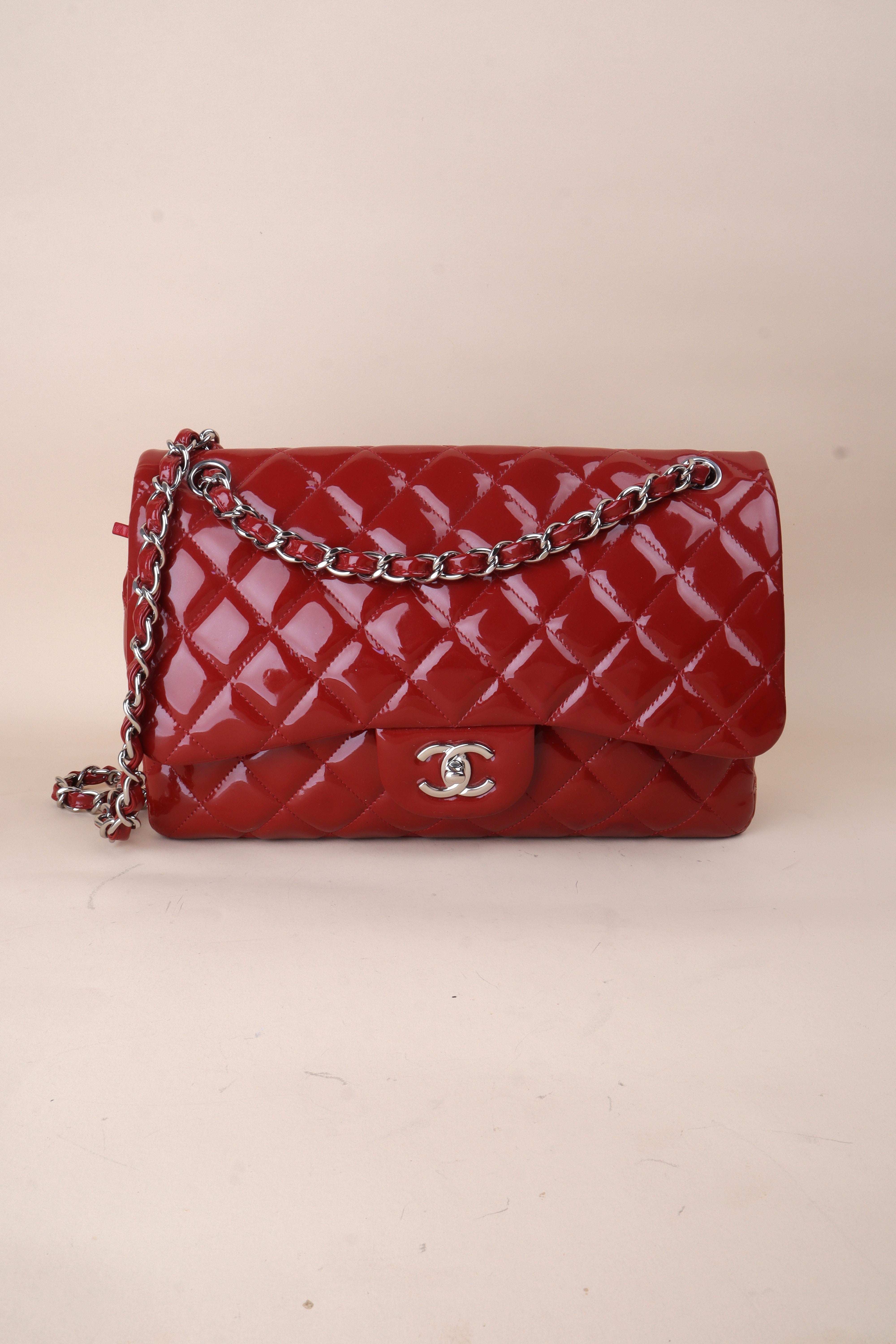 Chanel Baby red Jumbo Quilted Classic Double Flap Bag