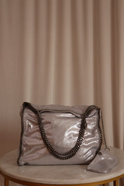 Stella Mccartney Silver Falabella Large Bag W/ 2 Chain