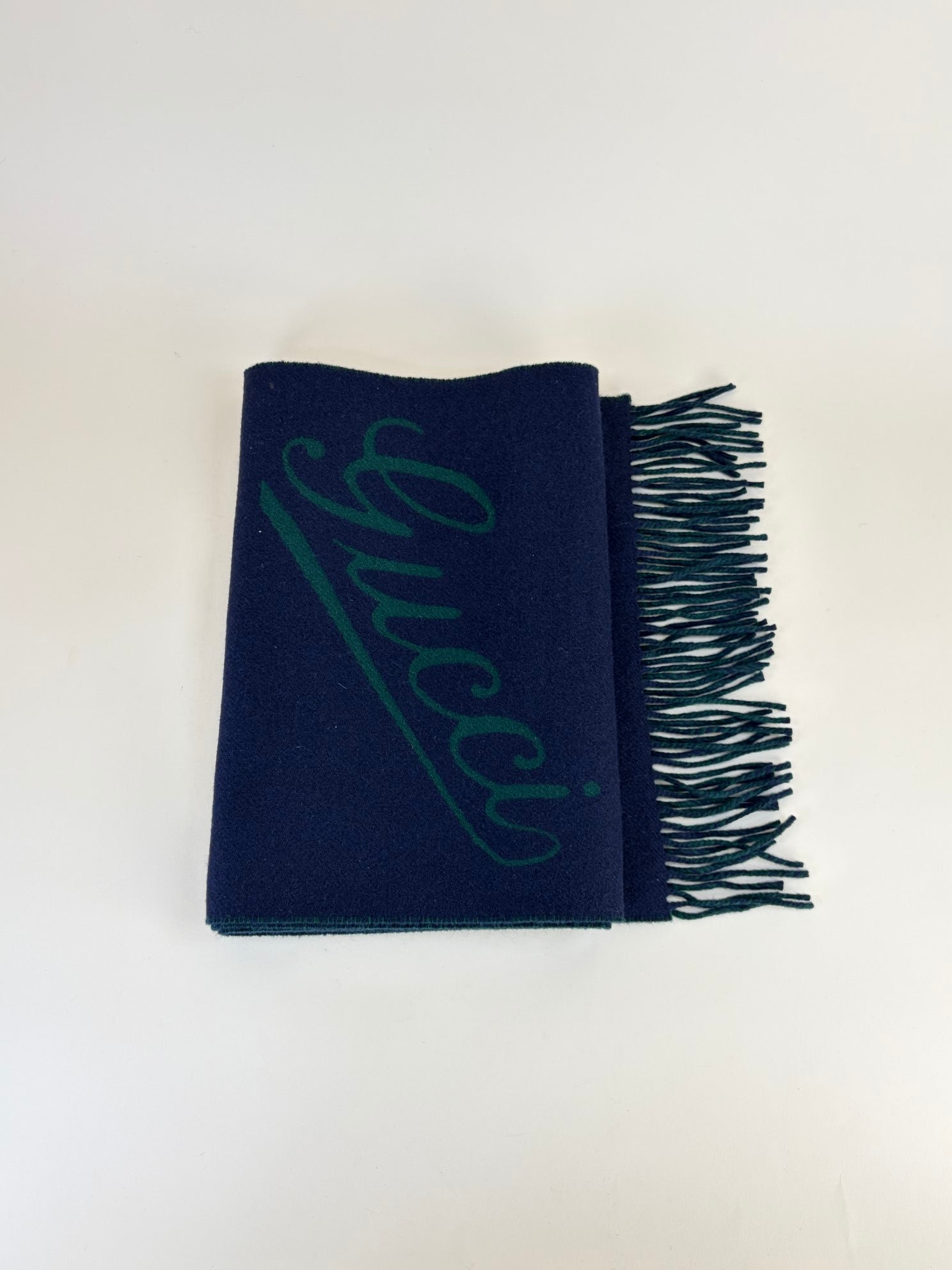 Gucci Bicolor Cashmere with Gucci Logo Wool Scarf