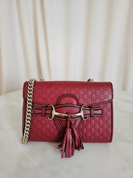 Gucci Dark Red Monogram Emily Bag