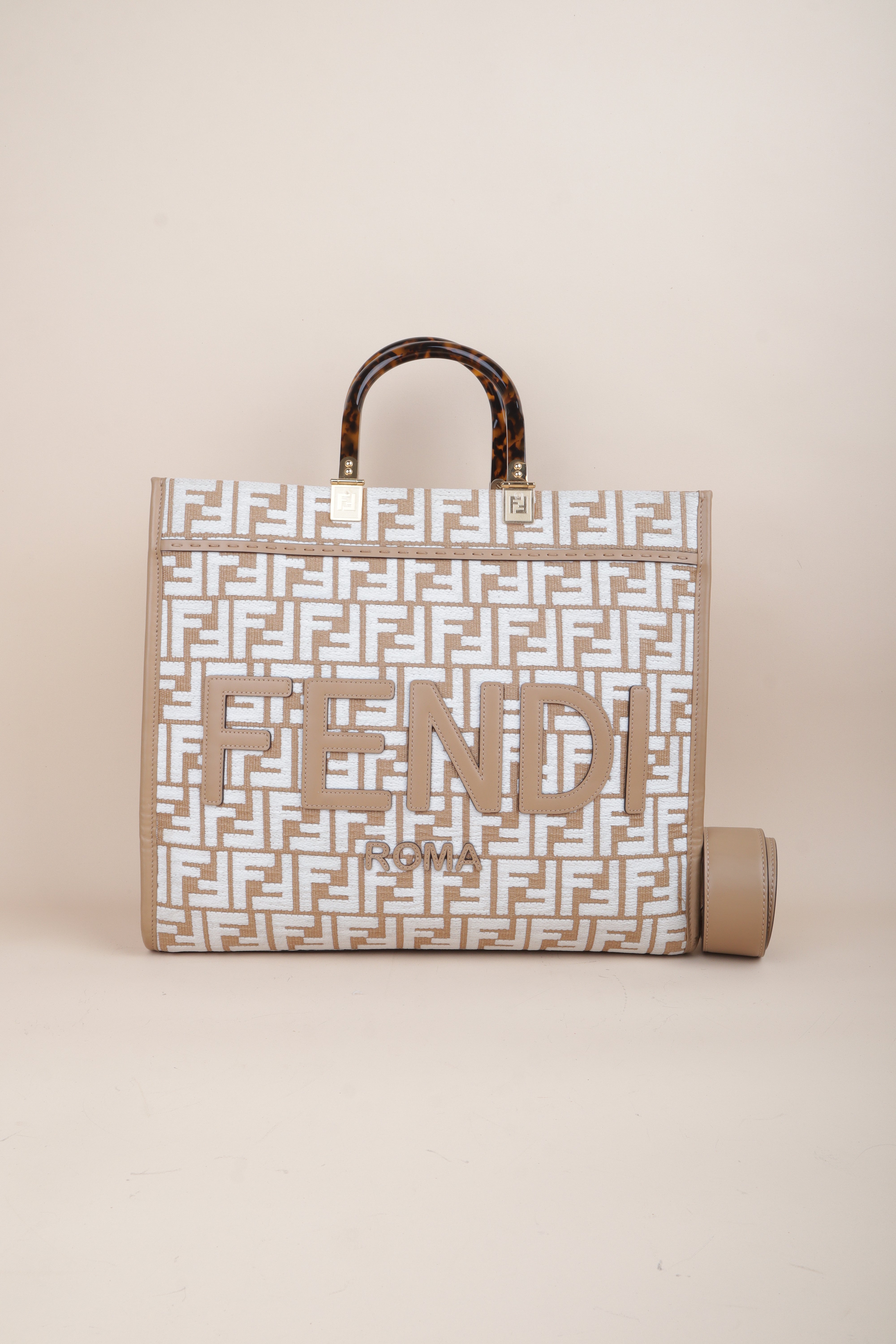 Fendi Bicolor FF Sunshine Medium Tote Bag with Strap