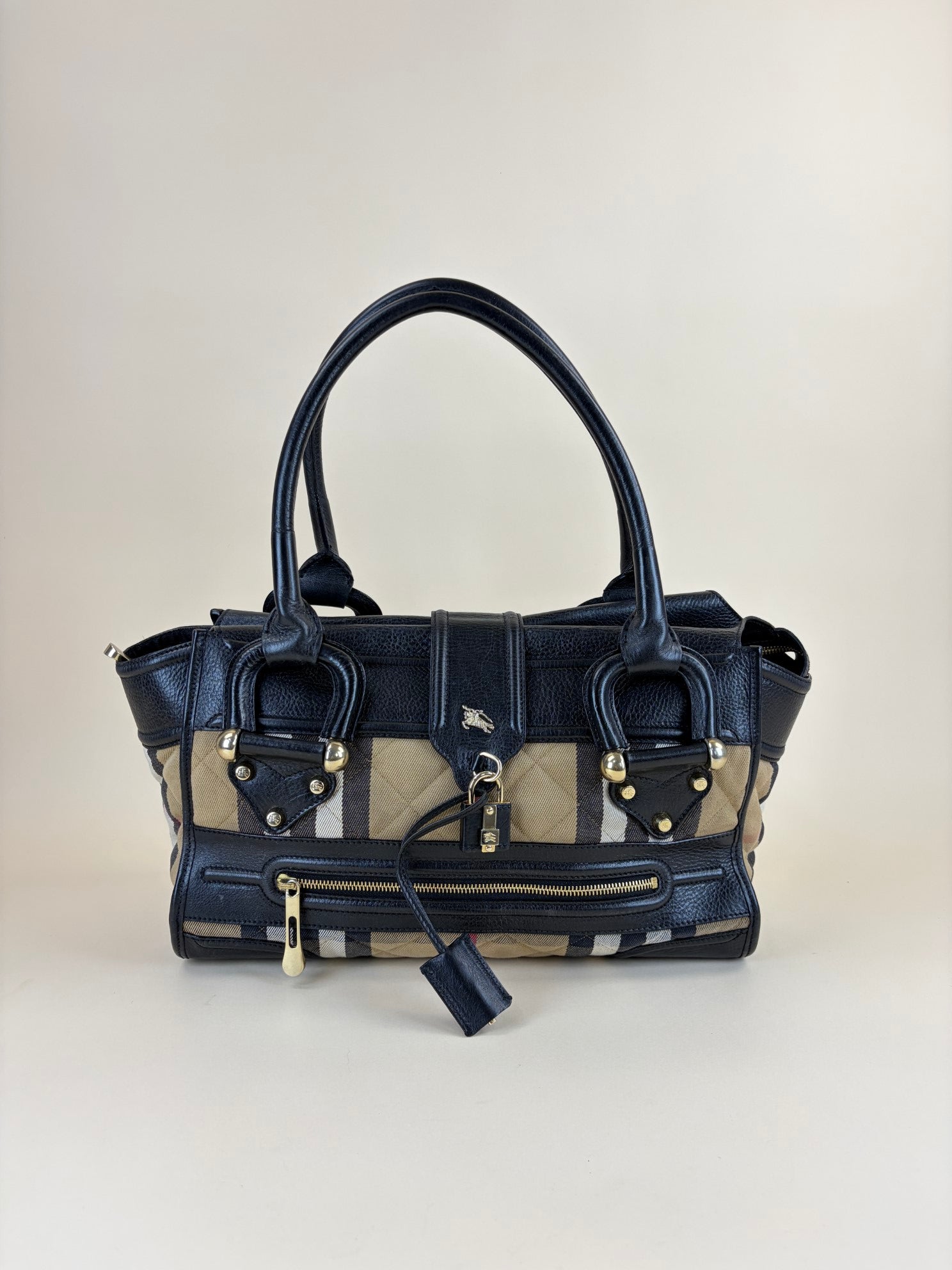 Burberry Black Manor house check Tote Bag