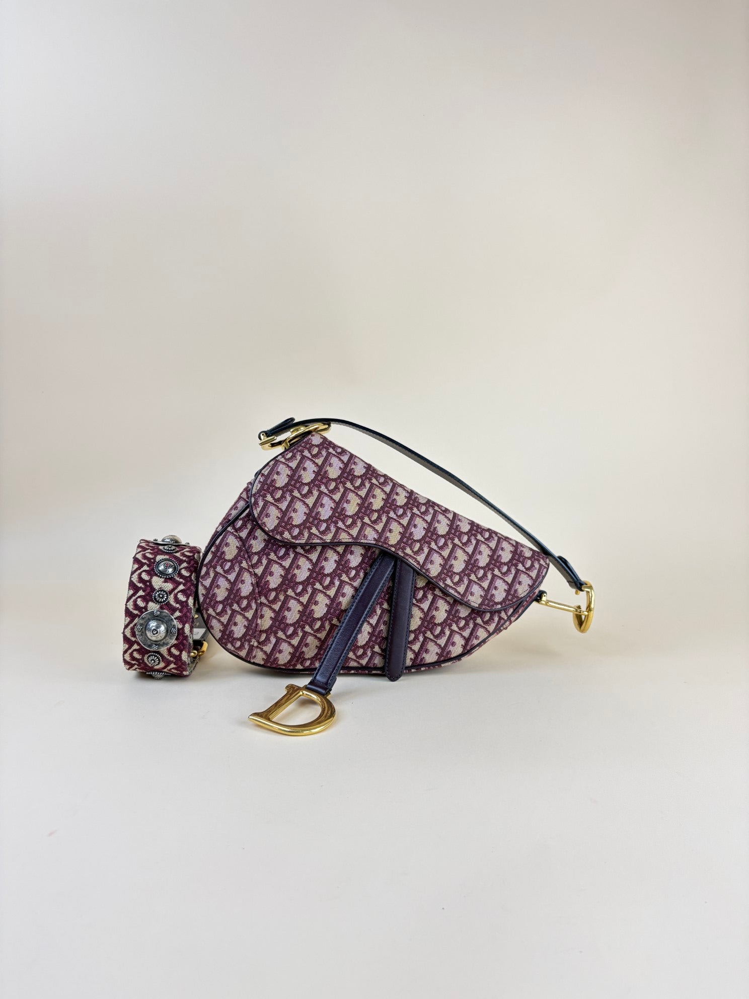 Christian Dior medium saddle burgundy oblique