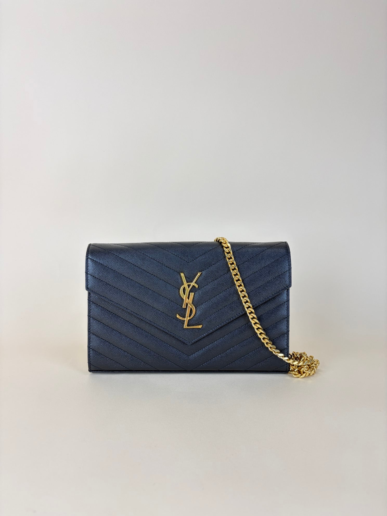 YSL Black Classic Cassandre Wallet On Chain