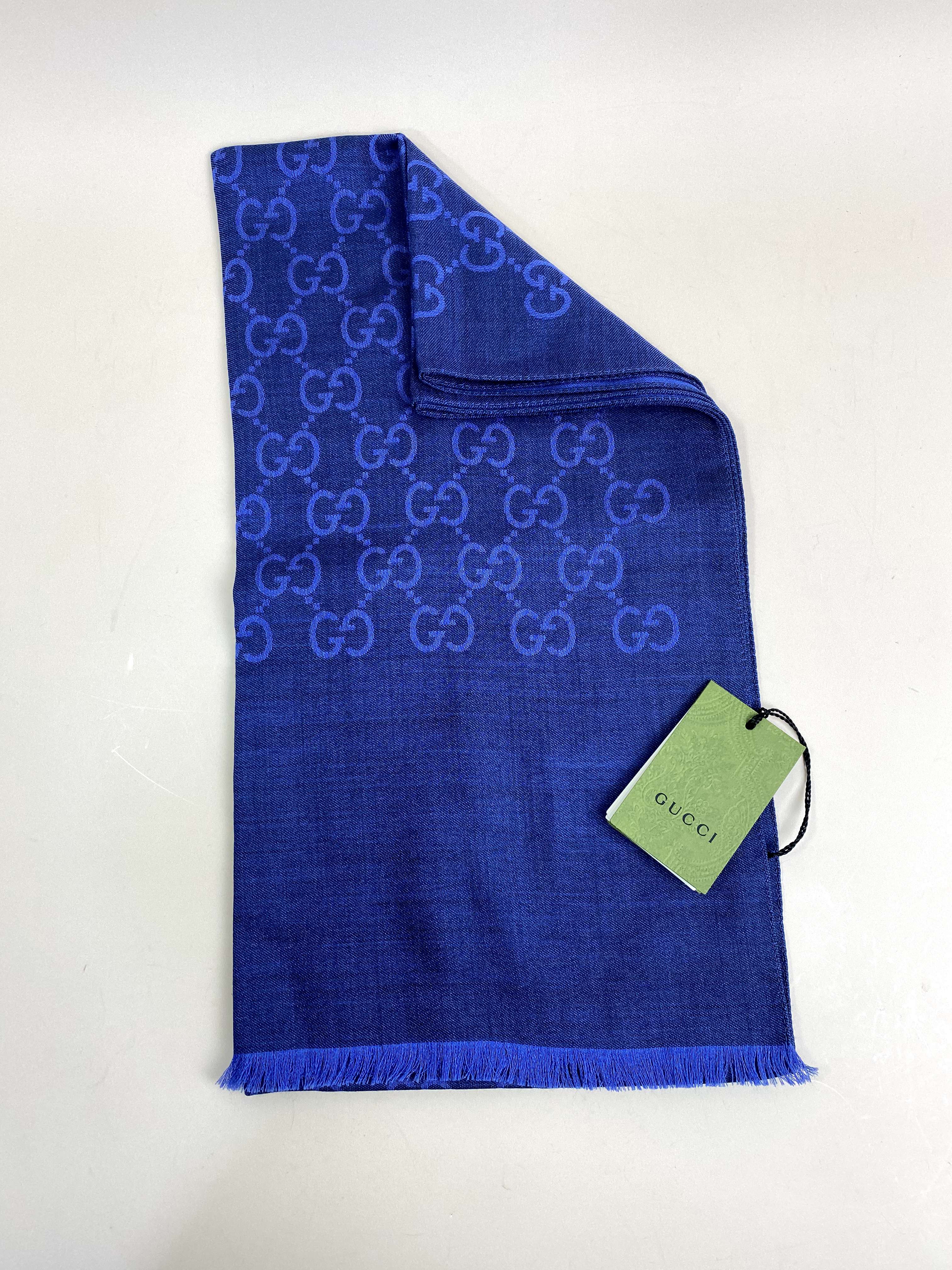 Gucci Blue GG Scarf