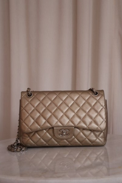 Chanel Champagne Jumbo Classic Double Flap Bag