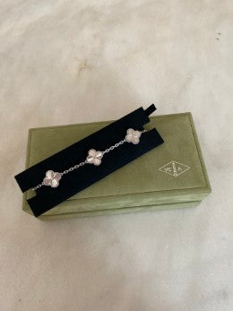 Van Cleef & Arpels 18K White Gold Vintage Alhambra 5 Motifs Bracelet