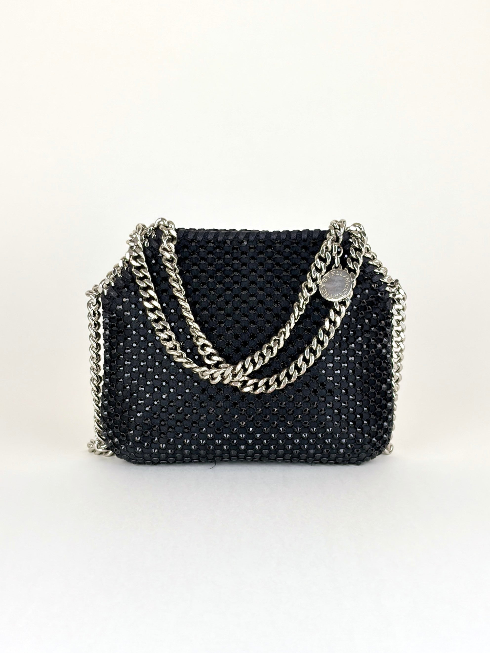 Stella McCartney black Falabella with crystals nano tote bag