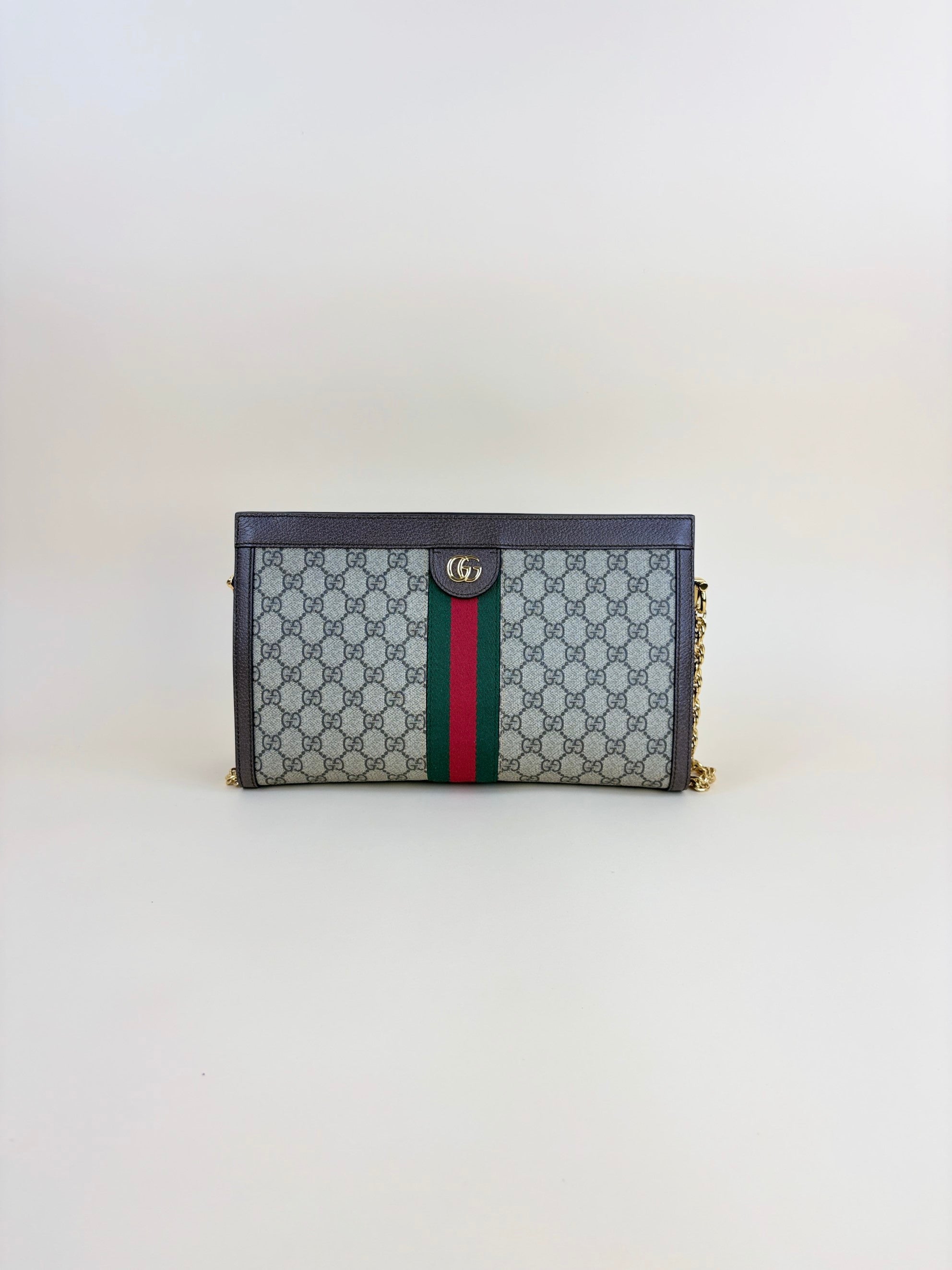 Gucci Brown GG Supreme Monogram Medium Ophidia Chain Shoulder Bag