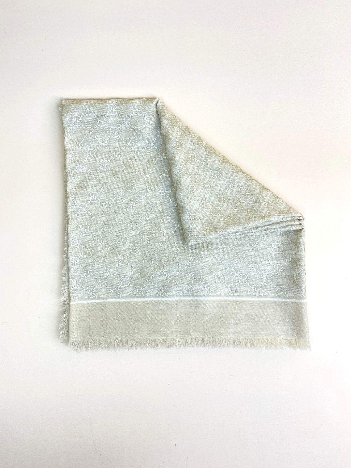 GUCCI SCARF laminated gg wool shawl beige-Scarf-Gucci-The Closet Egypt