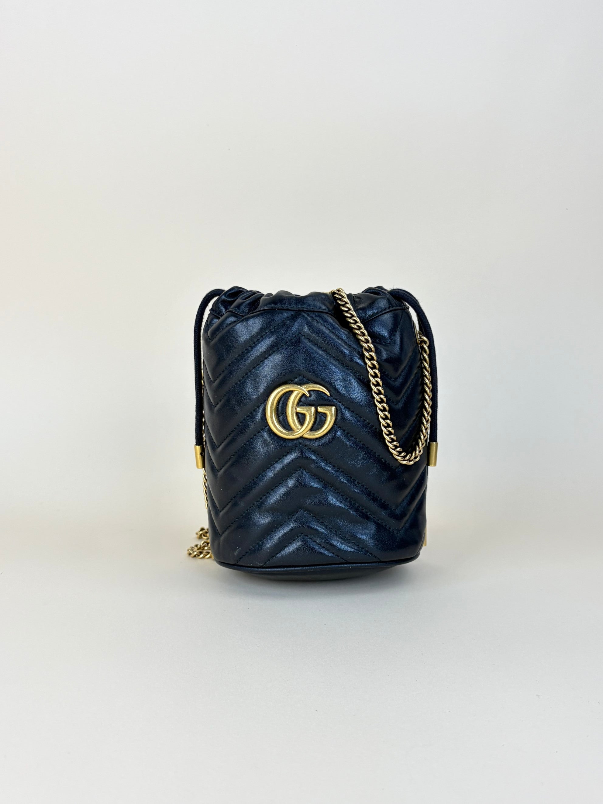 Gucci Black GG Marmont Mini Bucket Bag