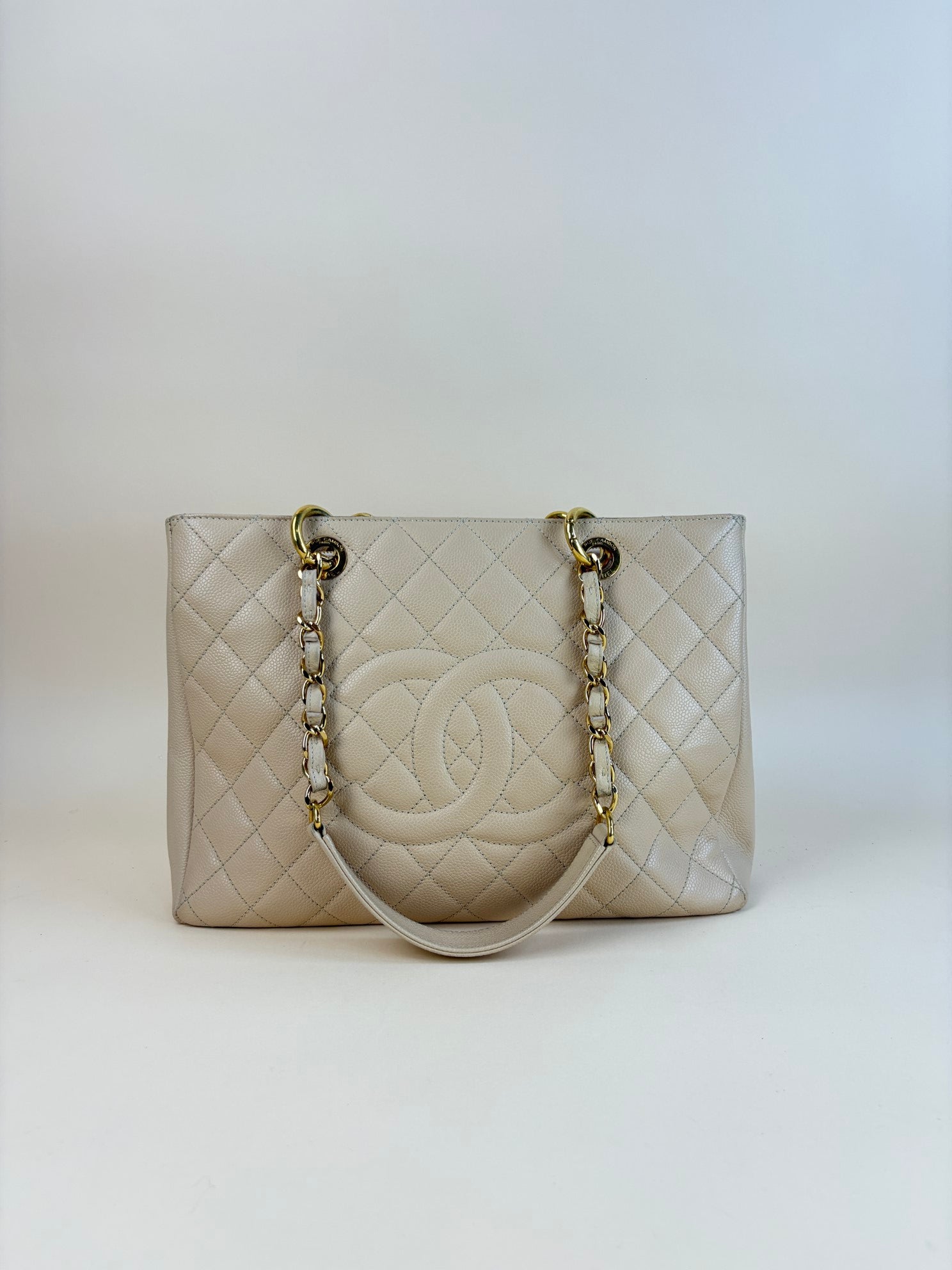 Chanel Beige Quilted Grand Shopping Bag