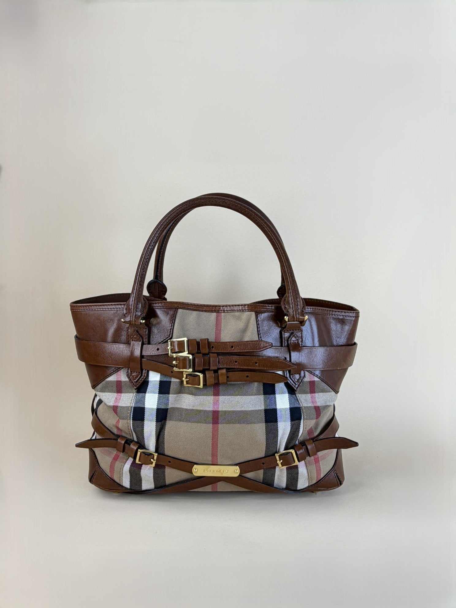 Burberry Camel Lyncher Bridle House Check medium Top Handle Bag-top handle-Burberry-The Closet Egypt