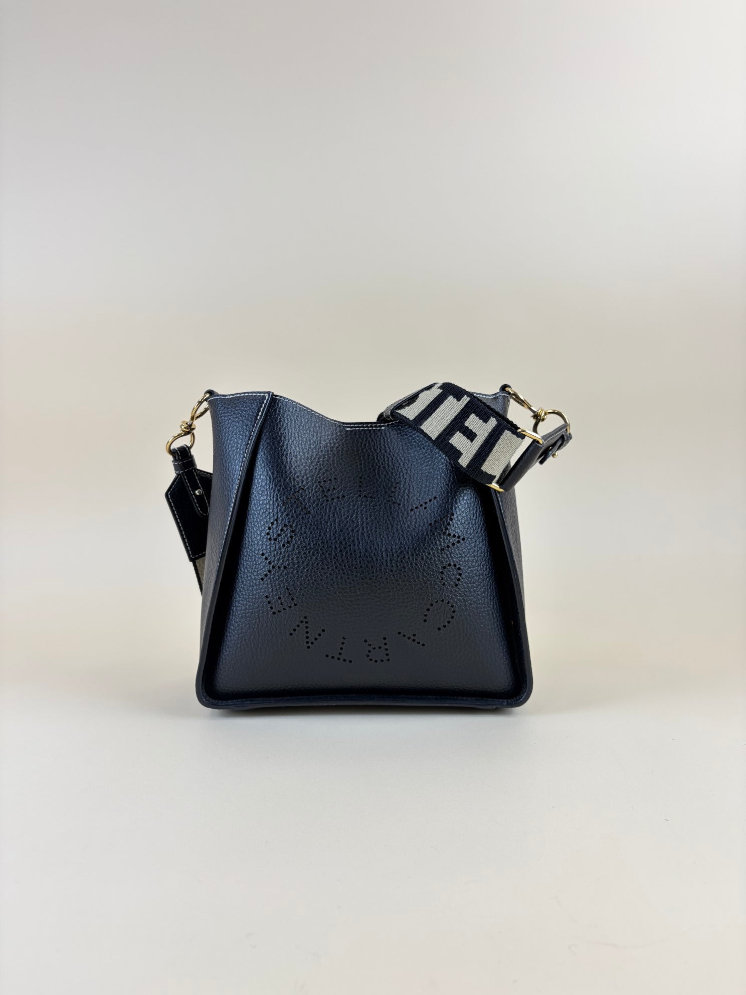 Stella Mccartney Black Logo Square Crossbody Bag