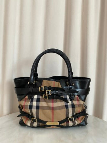 Burberry Black House Check Bridle Tote Bag