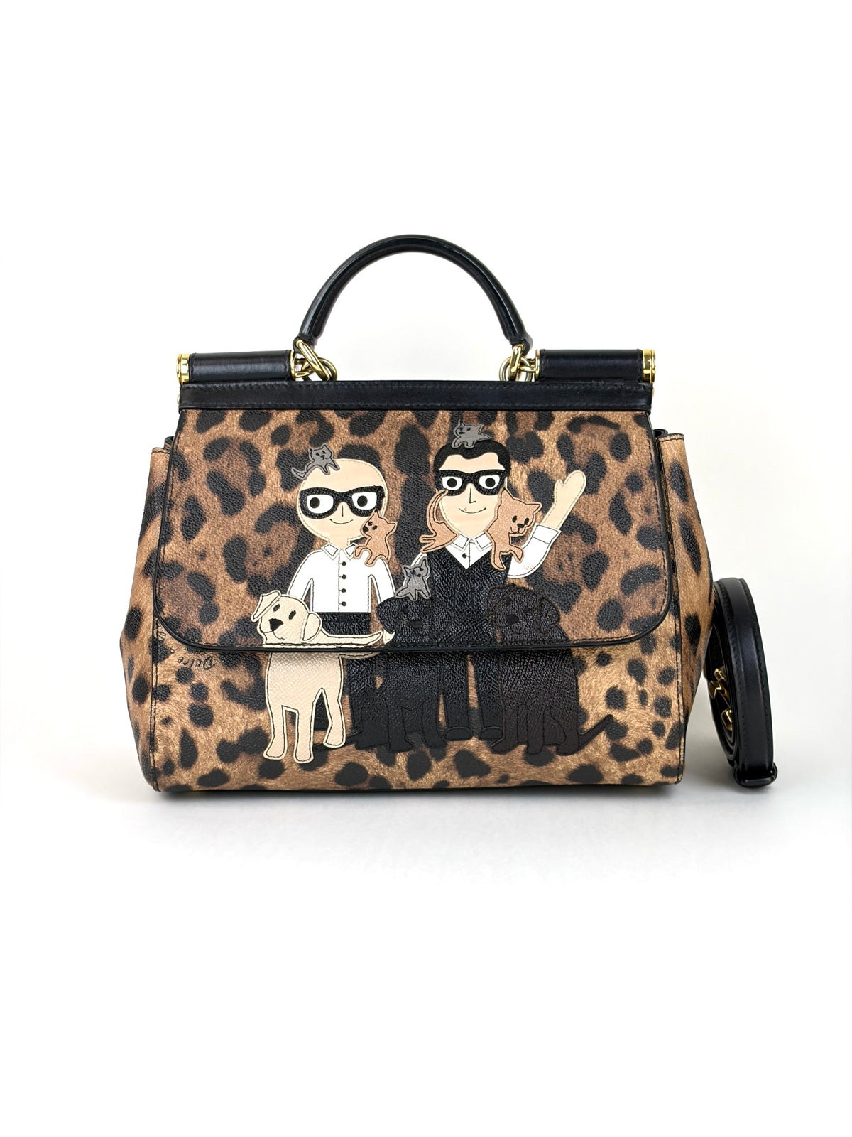 Dolce & Gabbana miss Sicily family patch leopard medium bag