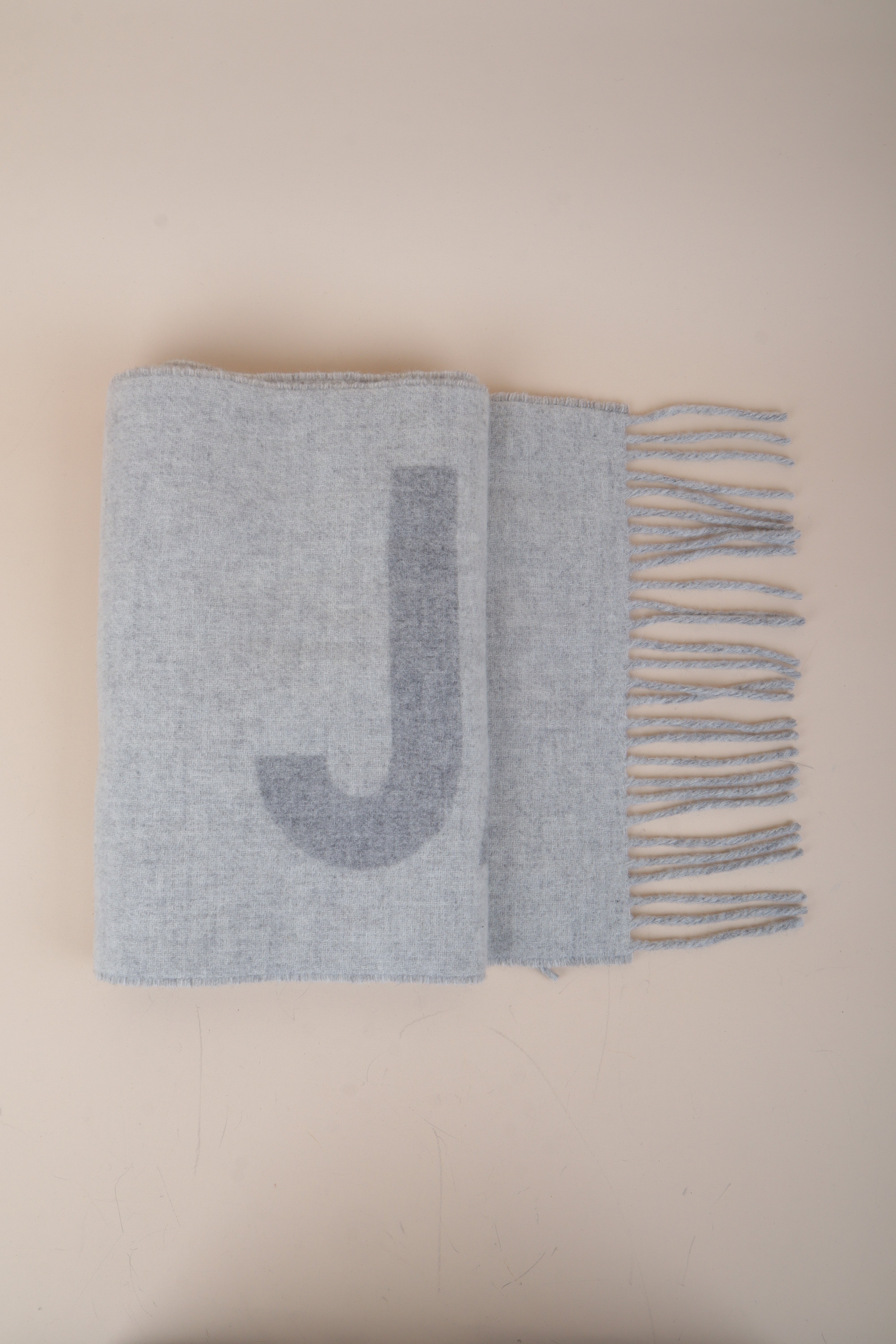 Jacquemus Grey Fringe Wool Scarf