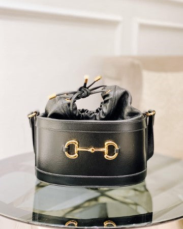 Gucci Black 1955 Horsebit Bucket Bag