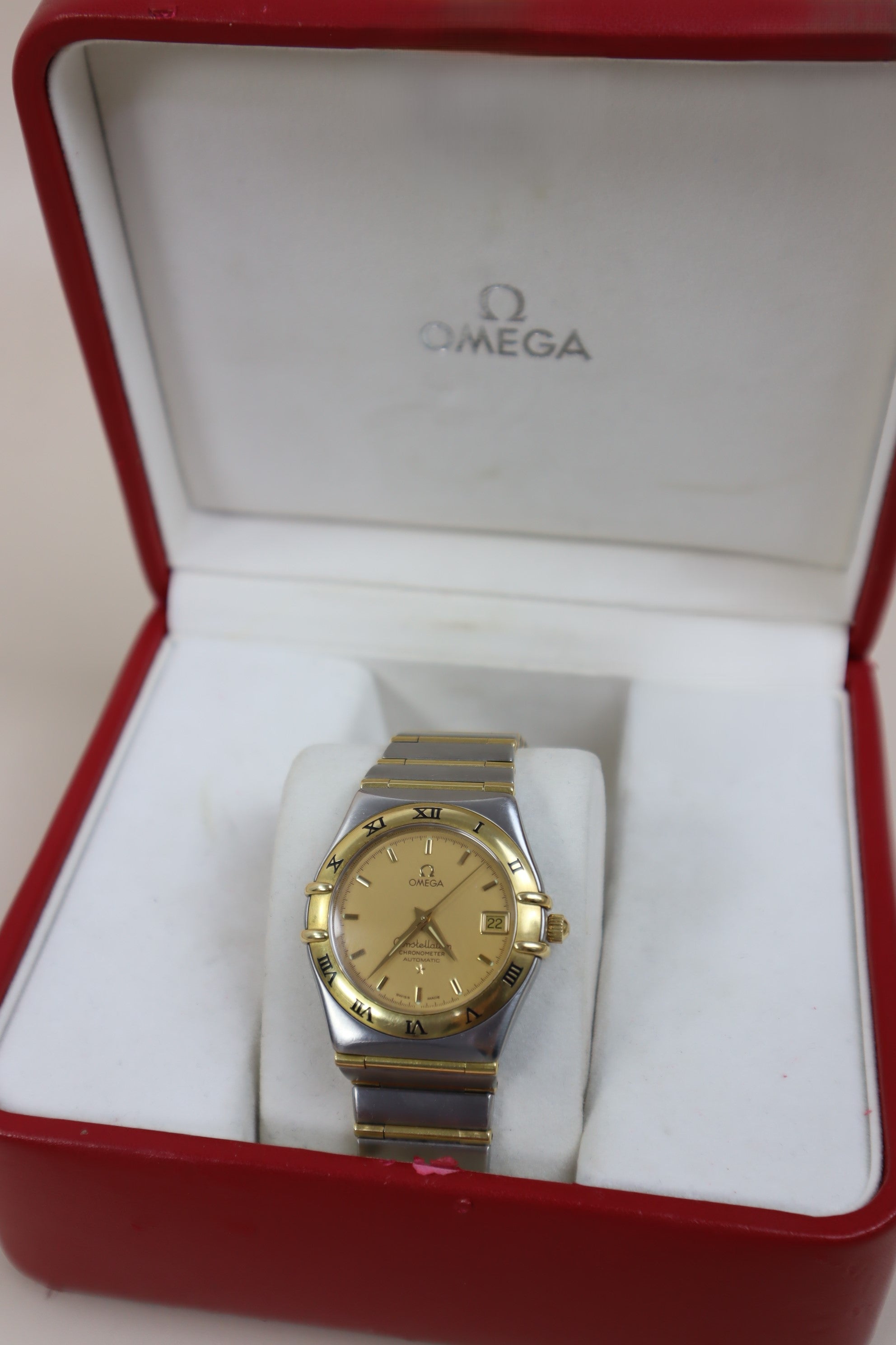 Omega 18K Yellow Gold Stainless Steel Constellation Automatic 34mm Watch