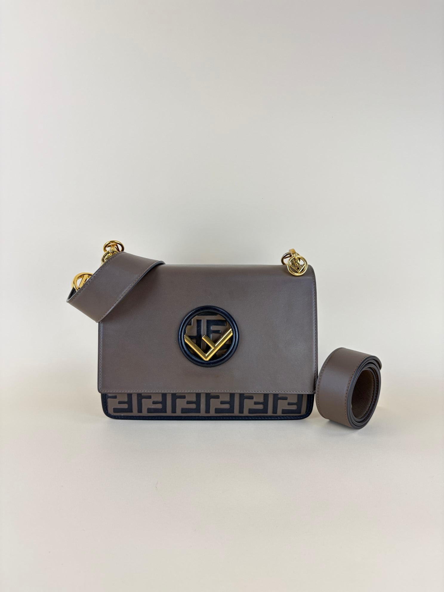 Fendi ff logo Zucca and brown Kan I