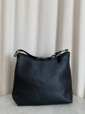 Gucci Black GG Microguccissima Hobo Bag