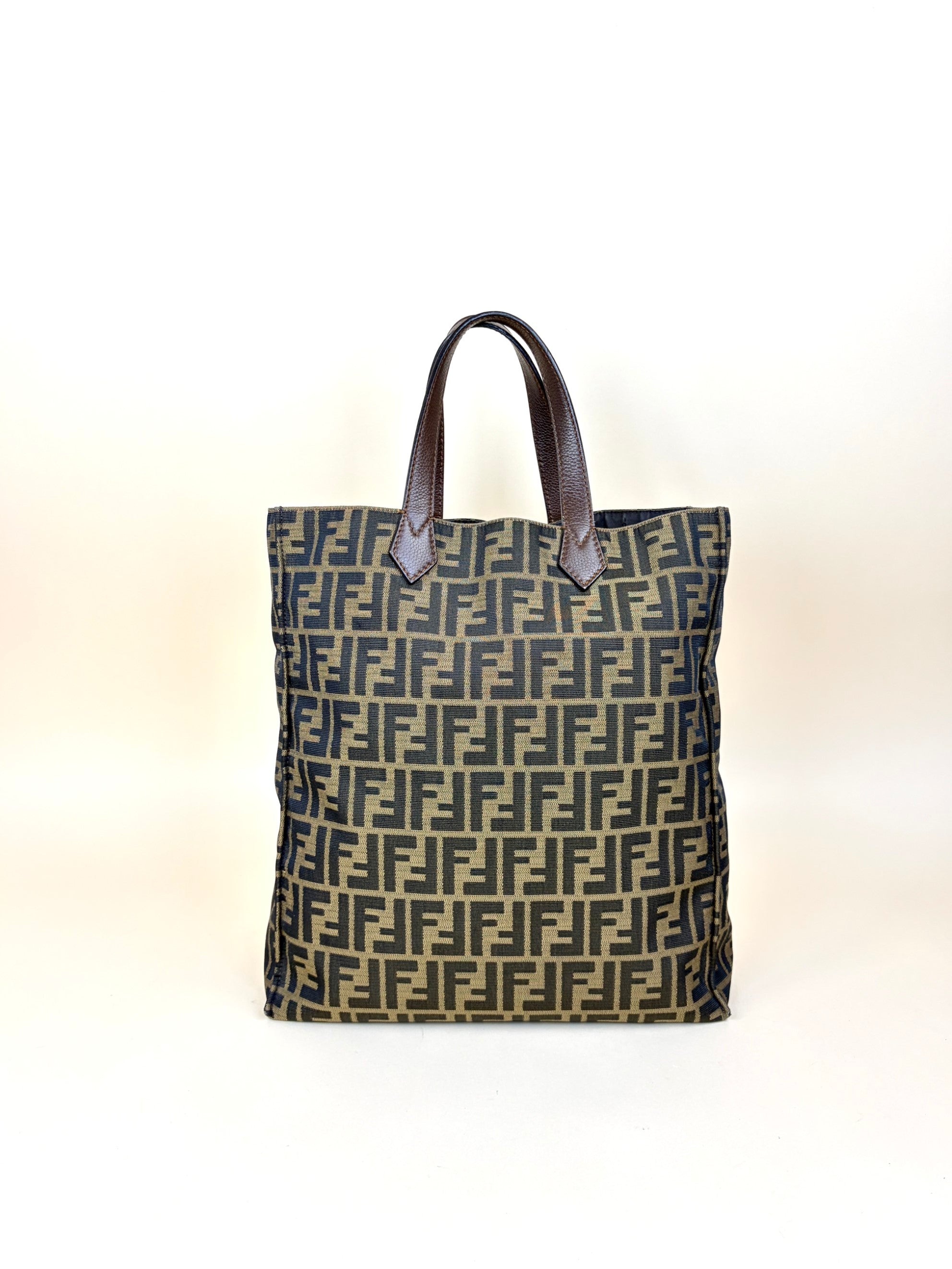 Fendi tobacco Zucca ff print canvas shopping tote bag