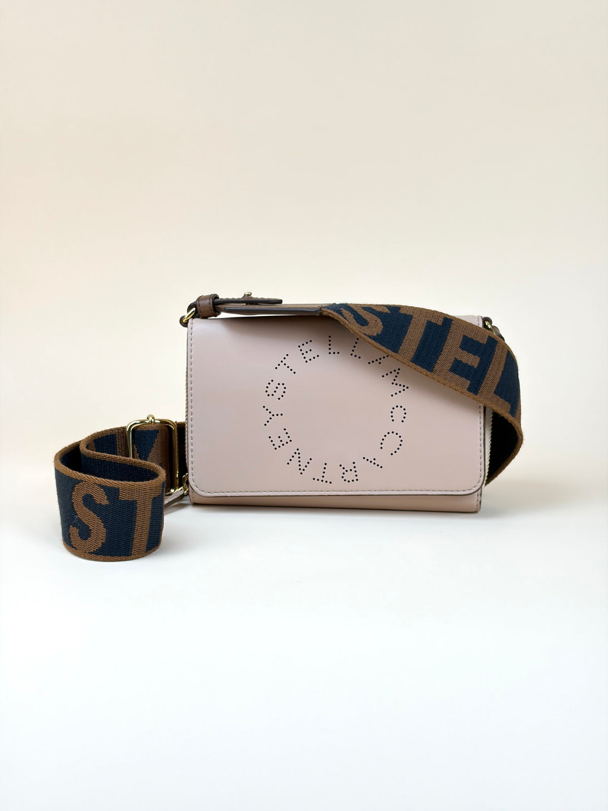 stella McCartney pink leather mini logo cross body