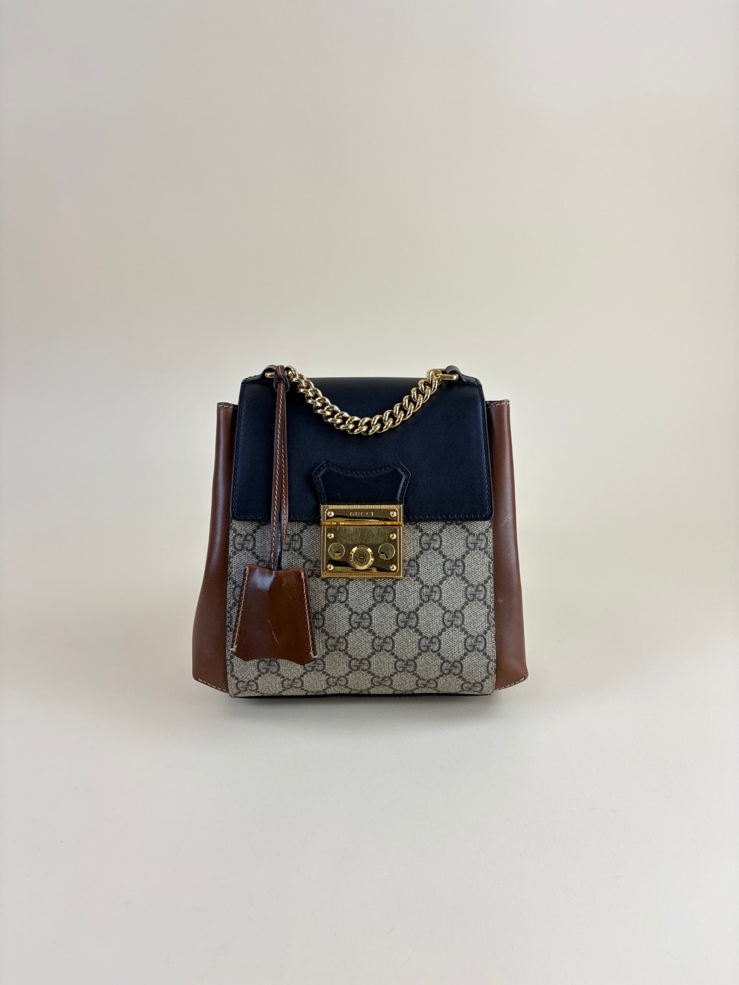 GUCCI monogram calfskin rp gg supreme padlock backpack