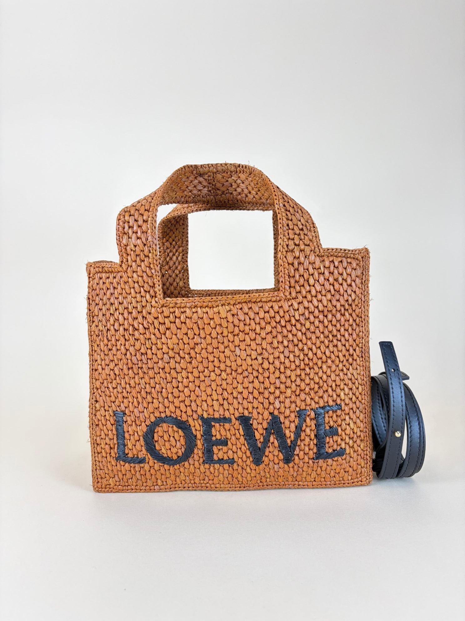 Loewe Bicolor Paula's Ibiza Raffia Font Small Tote Bag